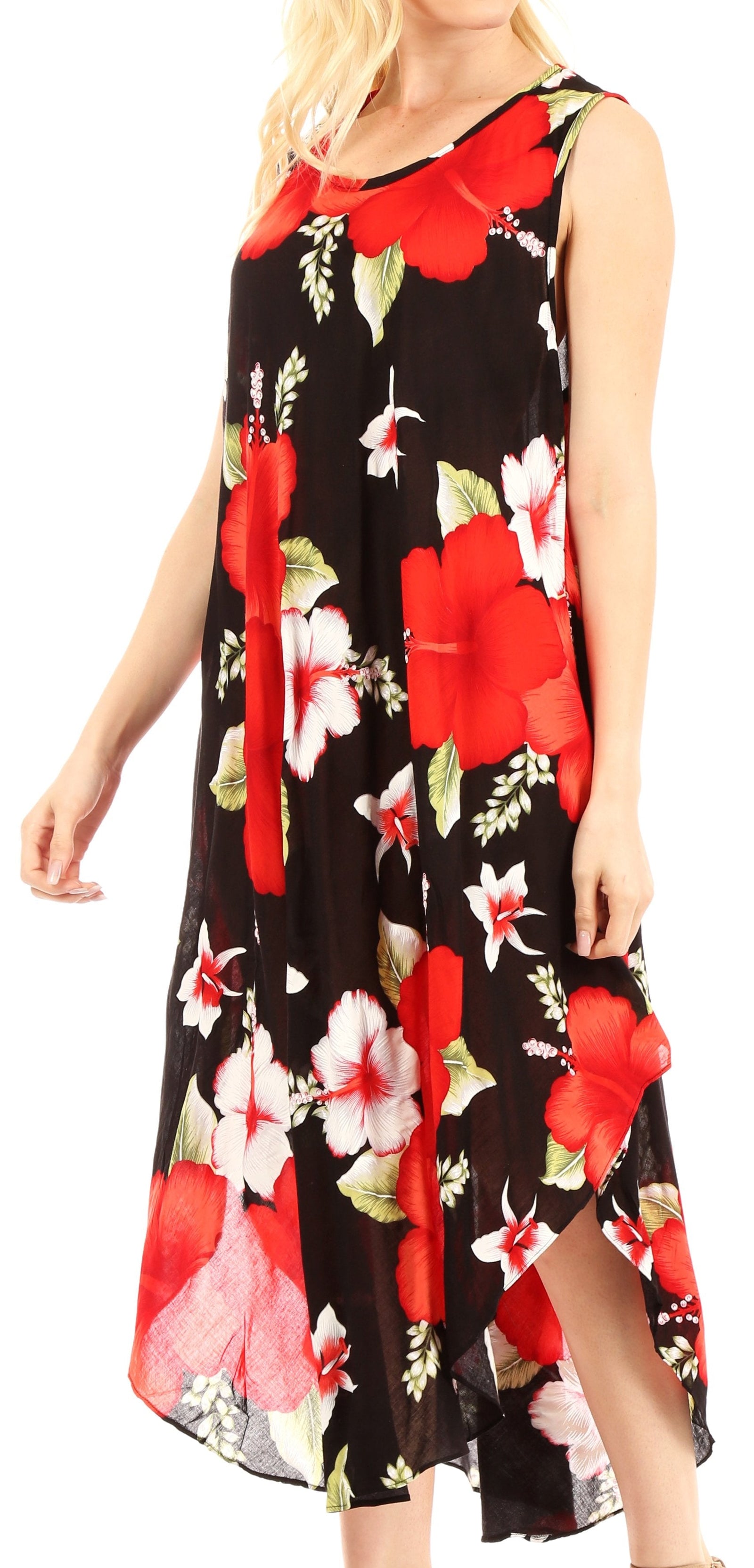 Vestido informal de verano para mujer, holgado, sin mangas, con estampado floral, de Sakkas Aba