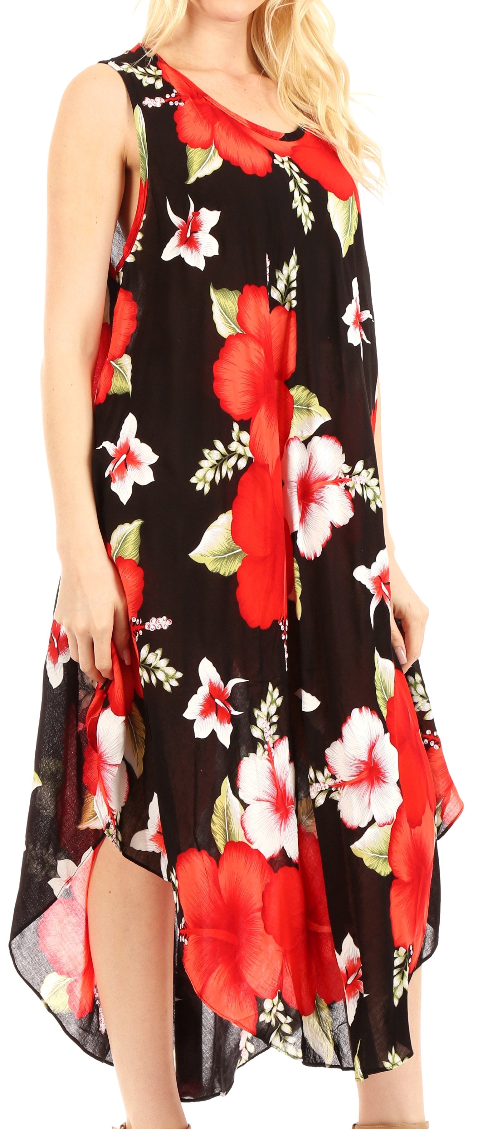 Vestido informal de verano para mujer, holgado, sin mangas, con estampado floral, de Sakkas Aba