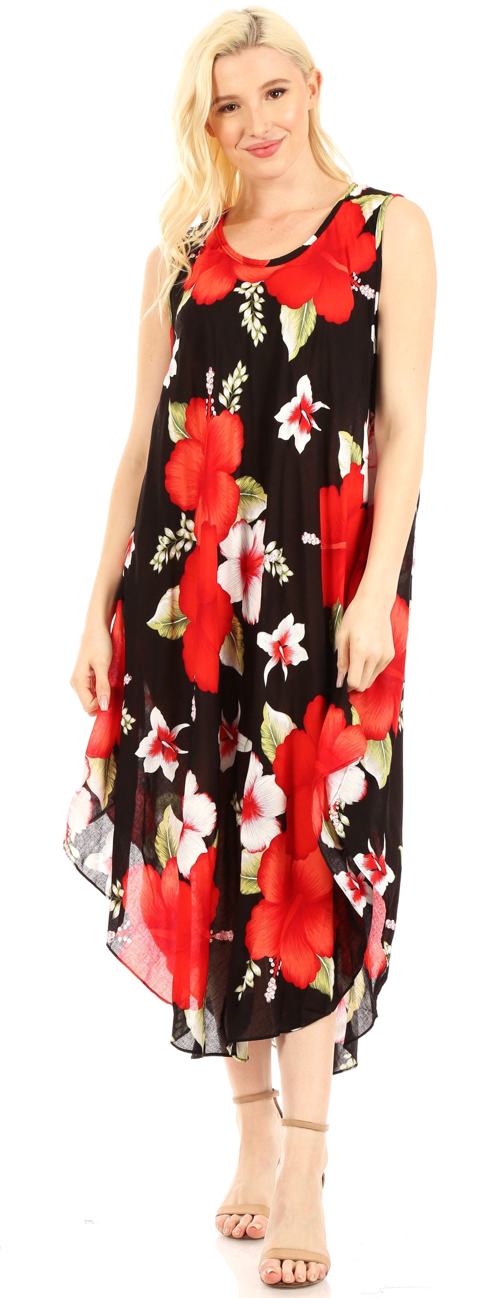Vestido informal de verano para mujer, holgado, sin mangas, con estampado floral, de Sakkas Aba