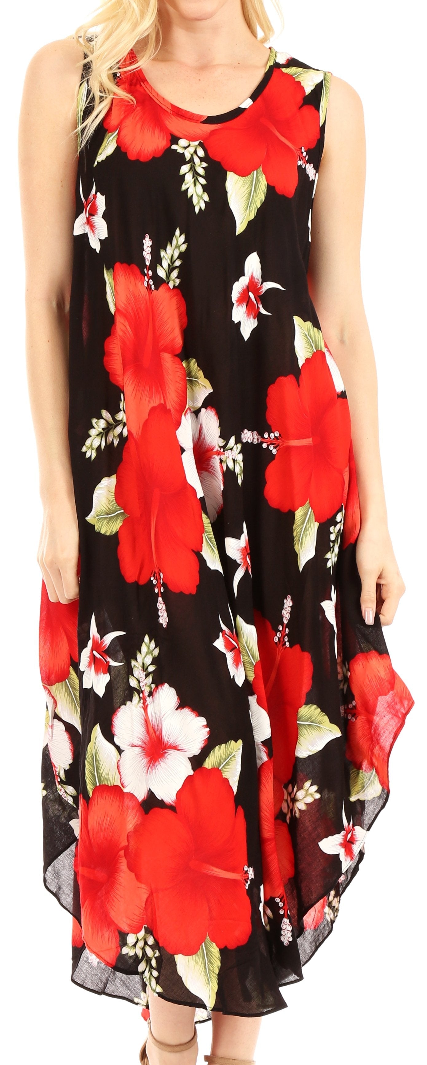 Vestido informal de verano para mujer, holgado, sin mangas, con estampado floral, de Sakkas Aba
