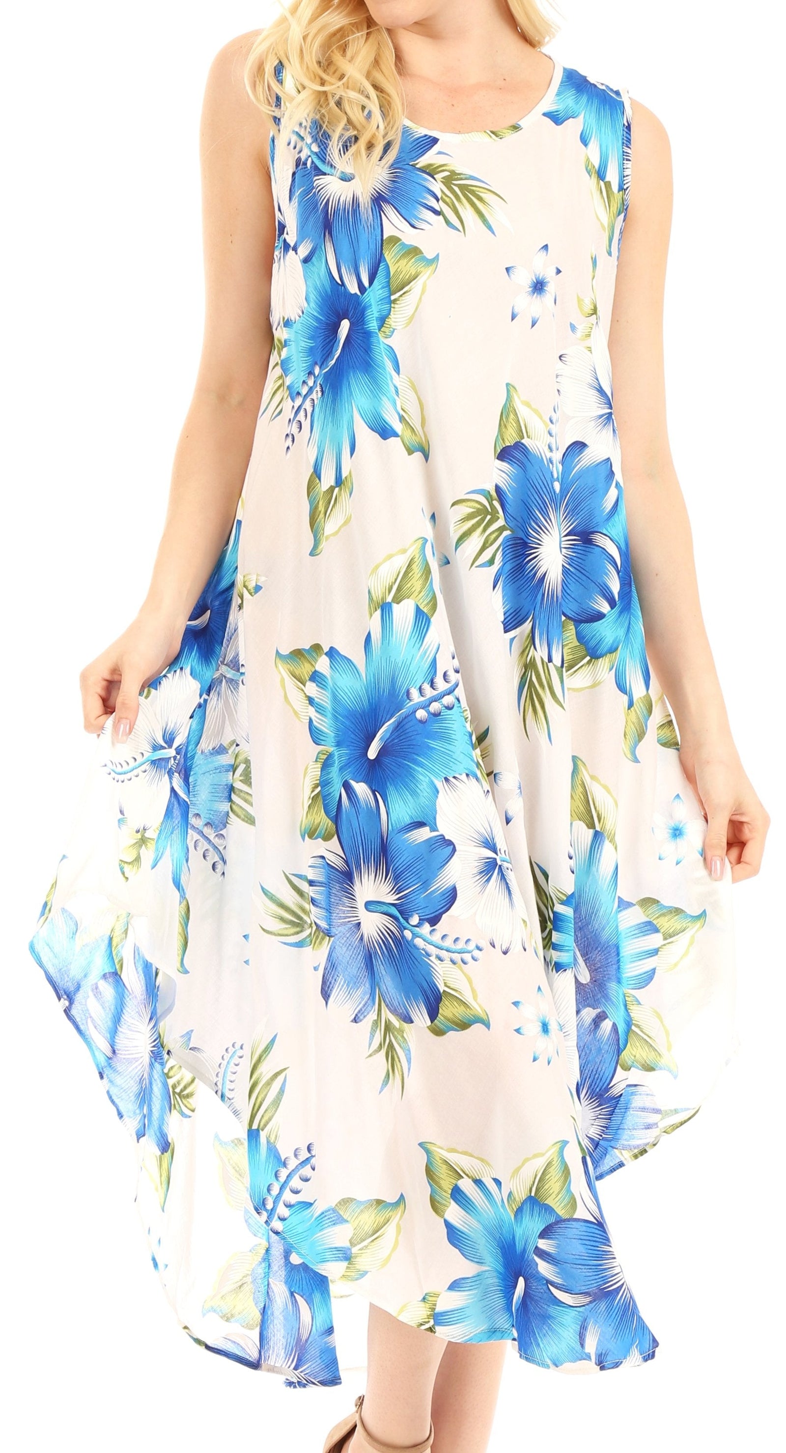 Vestido informal de verano para mujer, holgado, sin mangas, con estampado floral, de Sakkas Aba