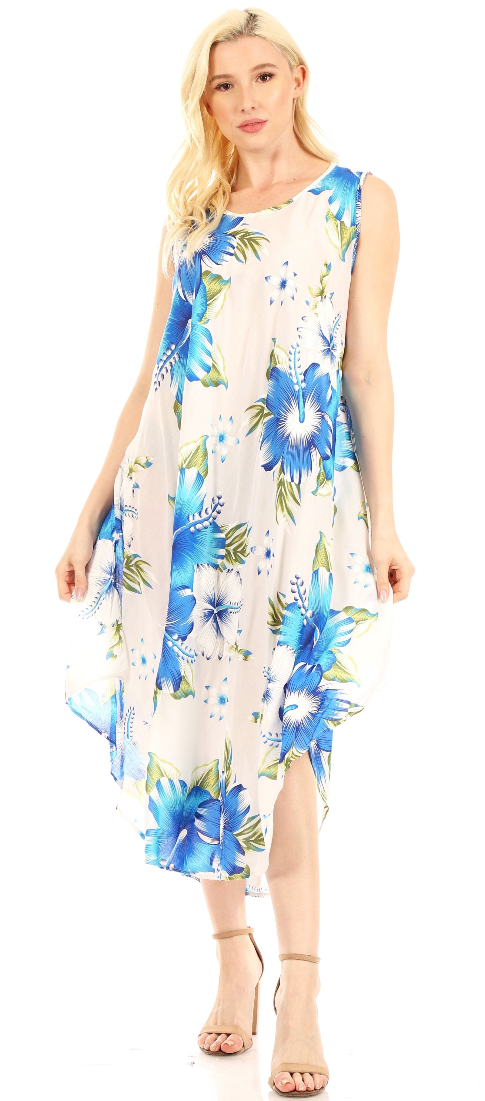 Vestido informal de verano para mujer, holgado, sin mangas, con estampado floral, de Sakkas Aba