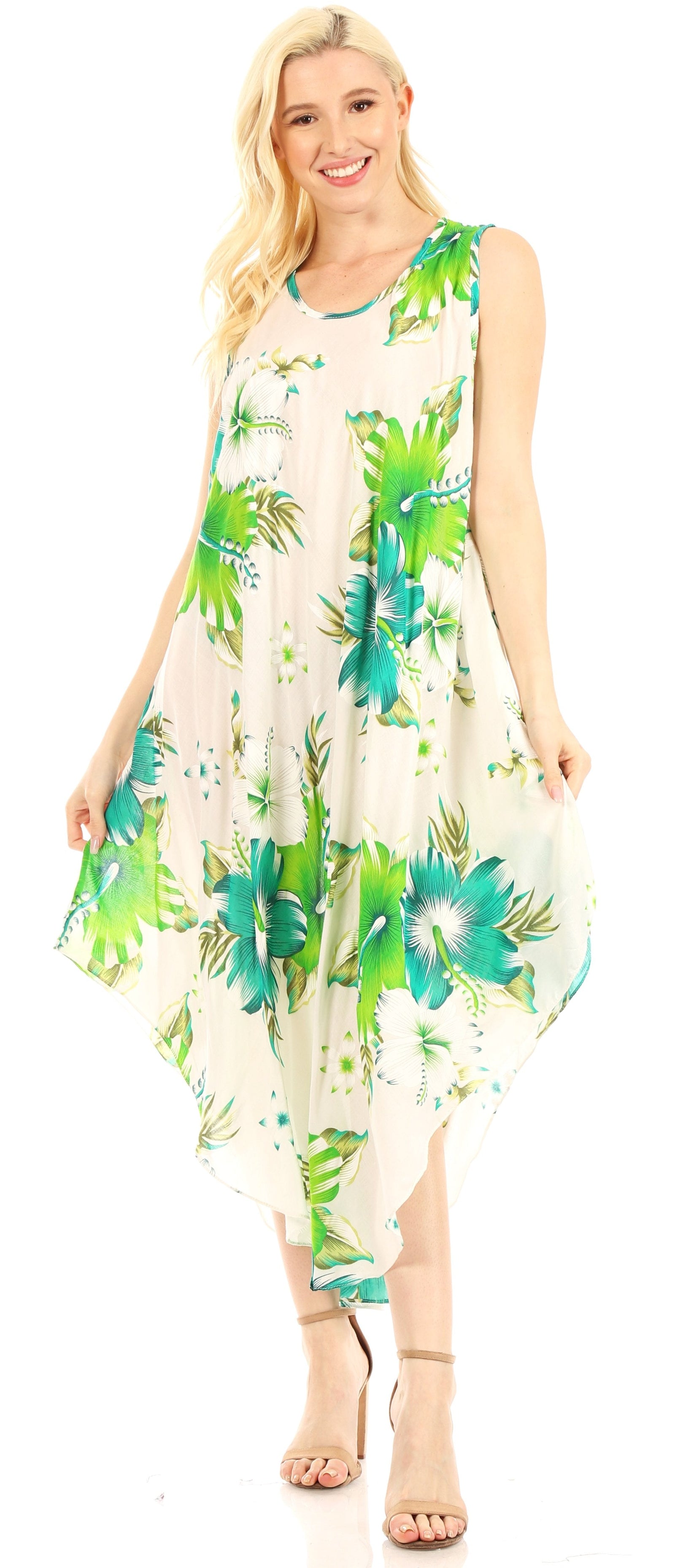 Vestido informal de verano para mujer, holgado, sin mangas, con estampado floral, de Sakkas Aba