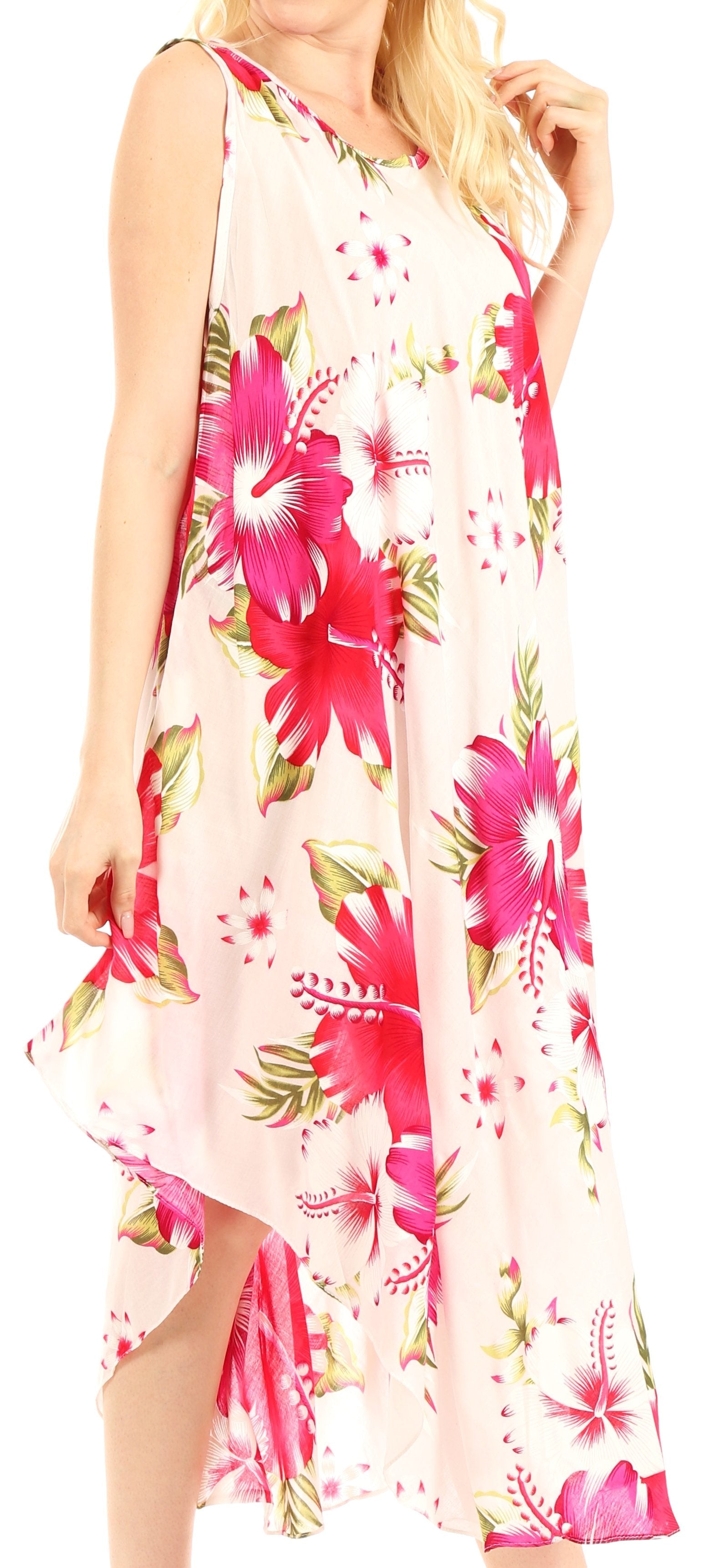 Vestido informal de verano para mujer, holgado, sin mangas, con estampado floral, de Sakkas Aba