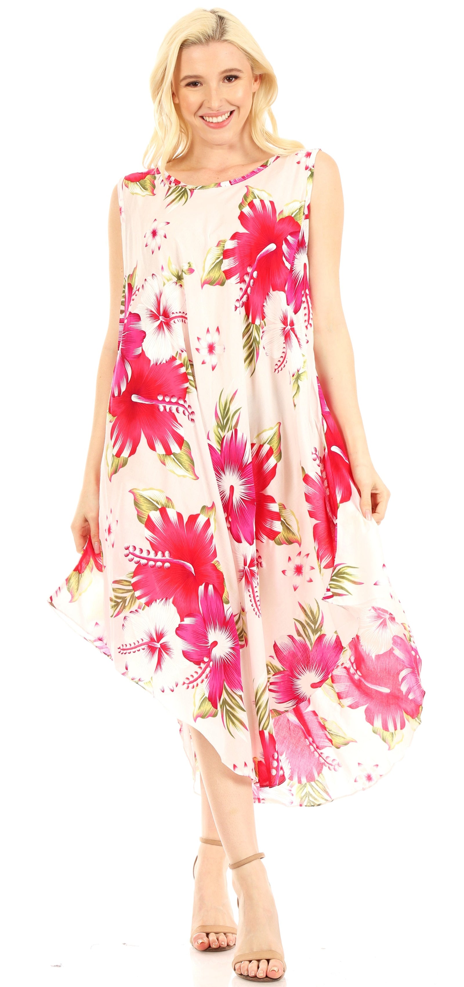 Vestido informal de verano para mujer, holgado, sin mangas, con estampado floral, de Sakkas Aba