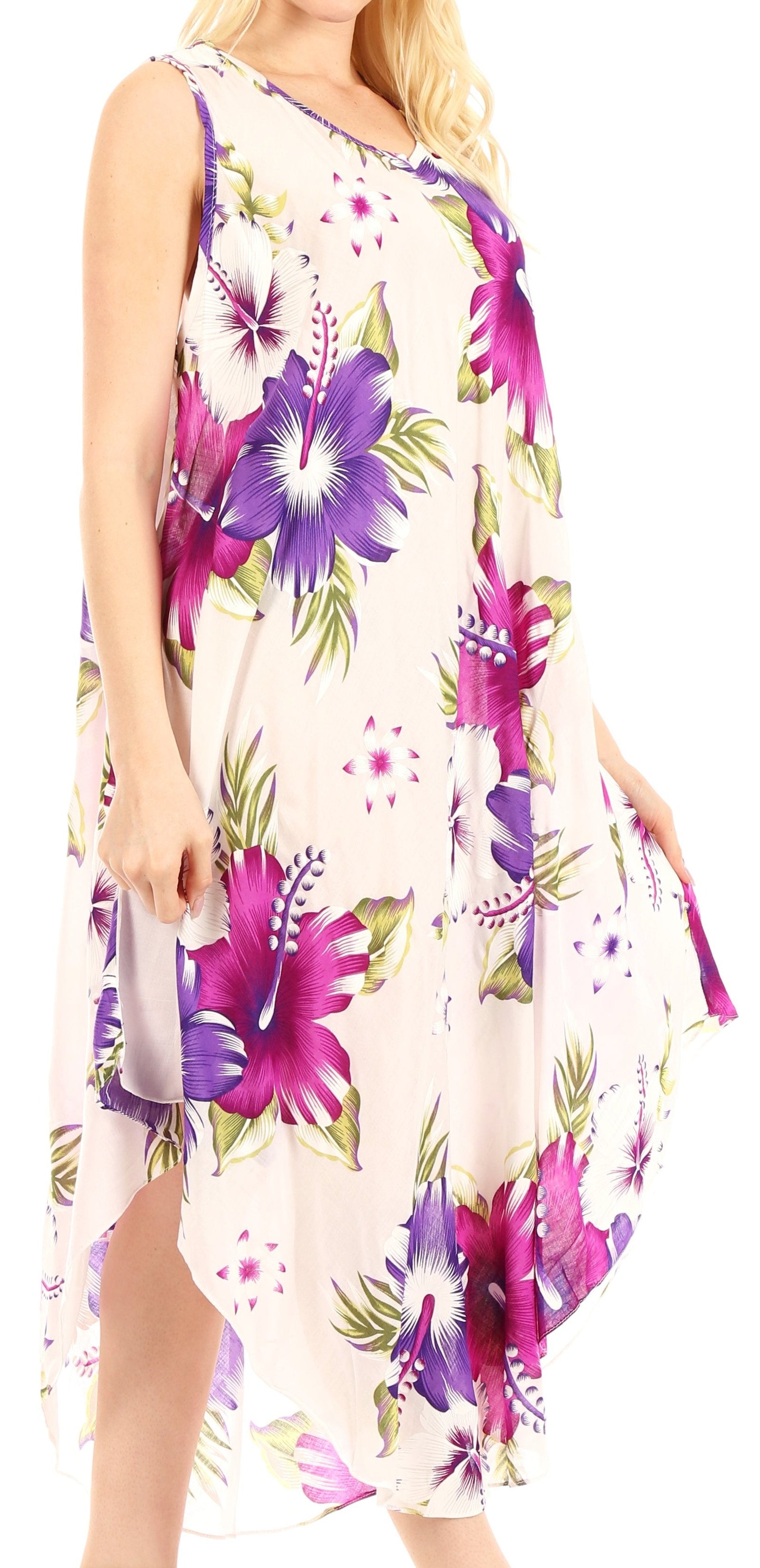 Vestido informal de verano para mujer, holgado, sin mangas, con estampado floral, de Sakkas Aba