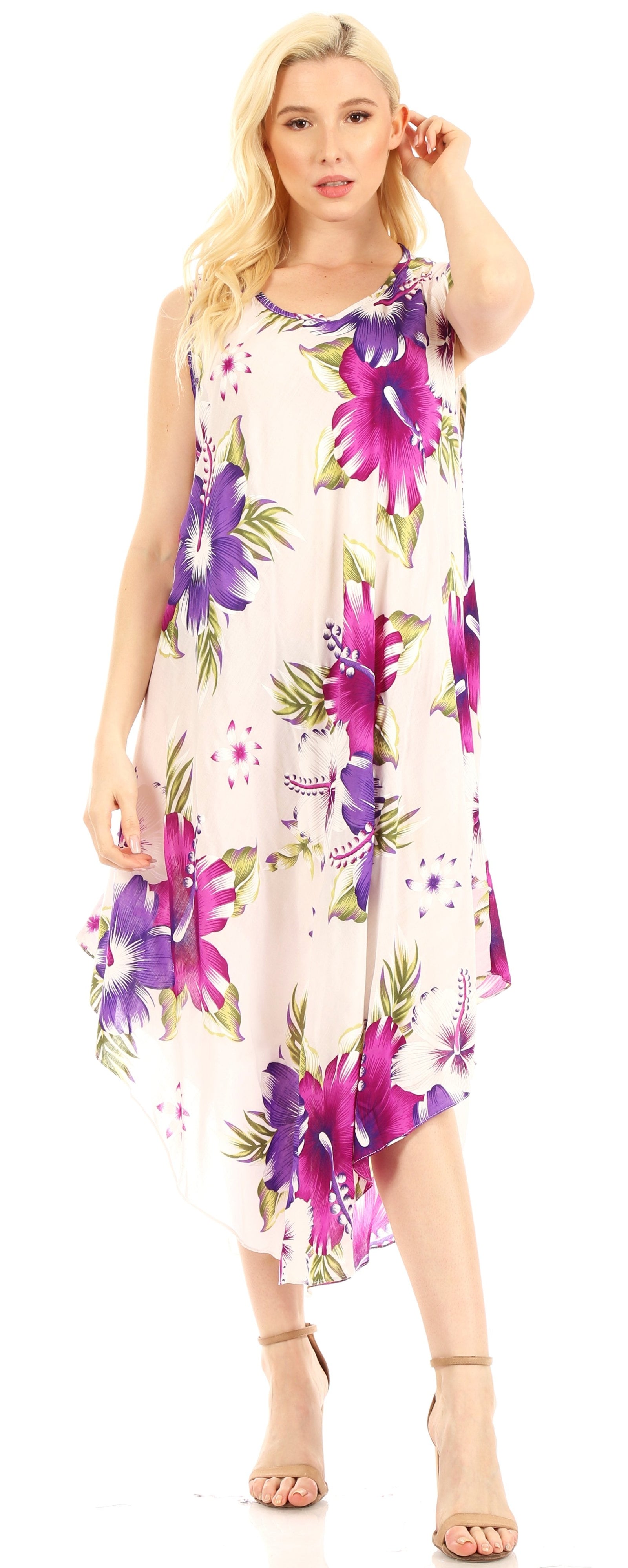 Vestido informal de verano para mujer, holgado, sin mangas, con estampado floral, de Sakkas Aba