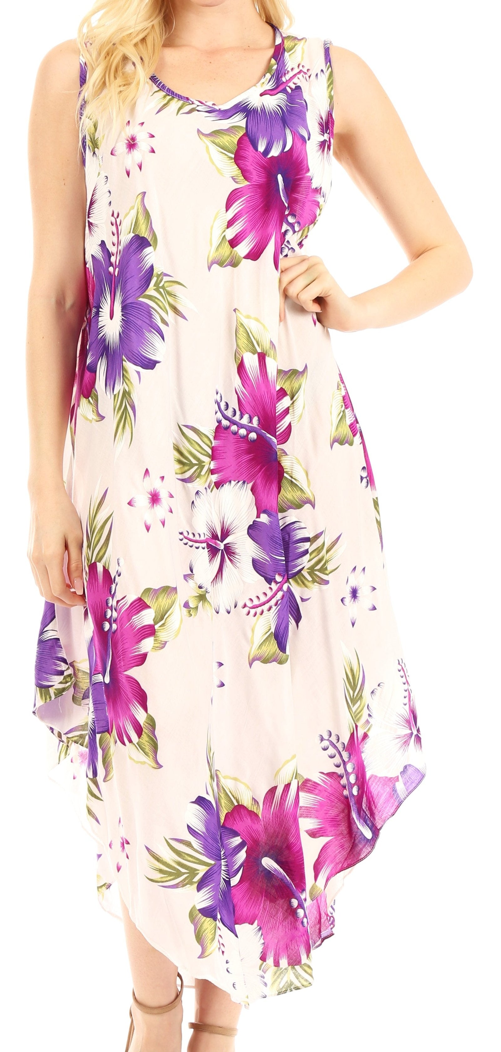 Vestido informal de verano para mujer, holgado, sin mangas, con estampado floral, de Sakkas Aba
