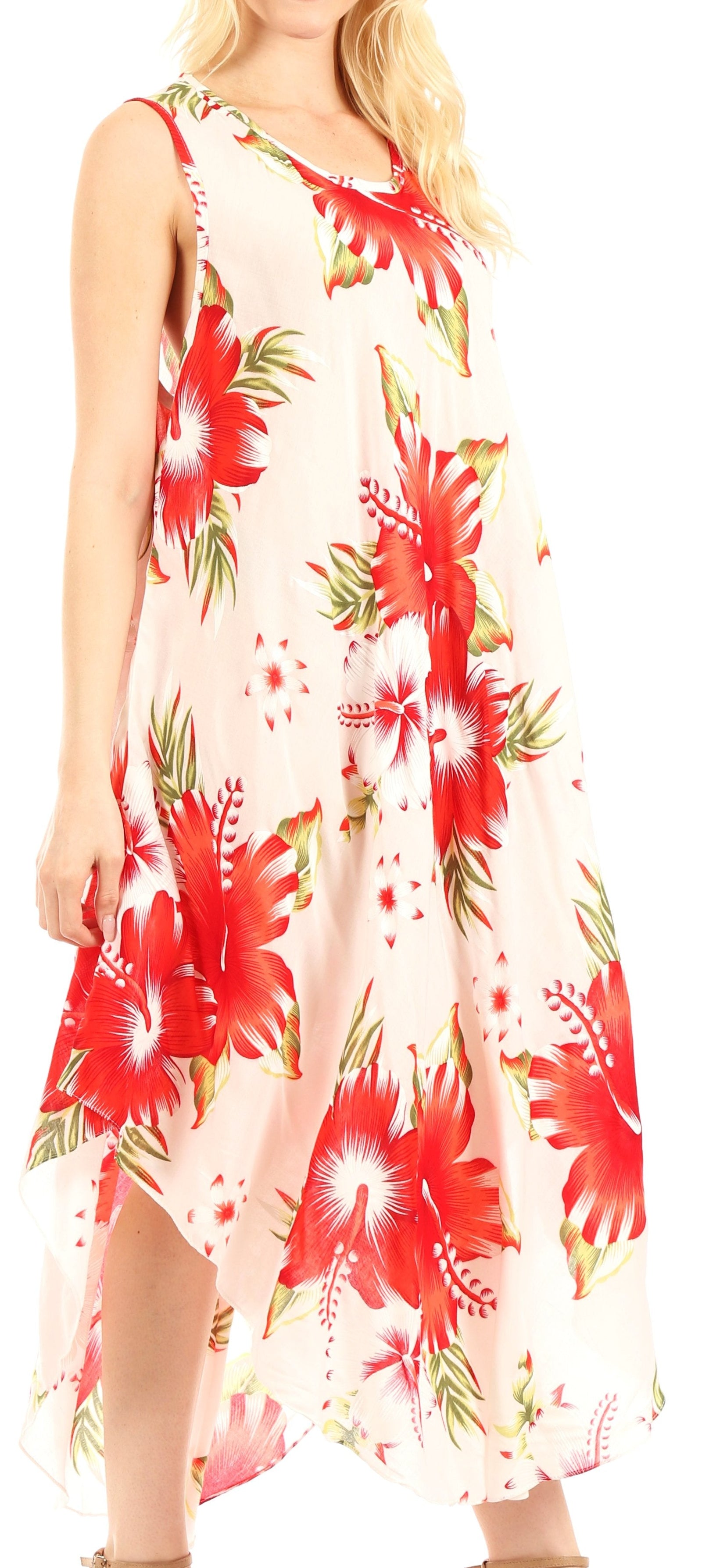 Vestido informal de verano para mujer, holgado, sin mangas, con estampado floral, de Sakkas Aba