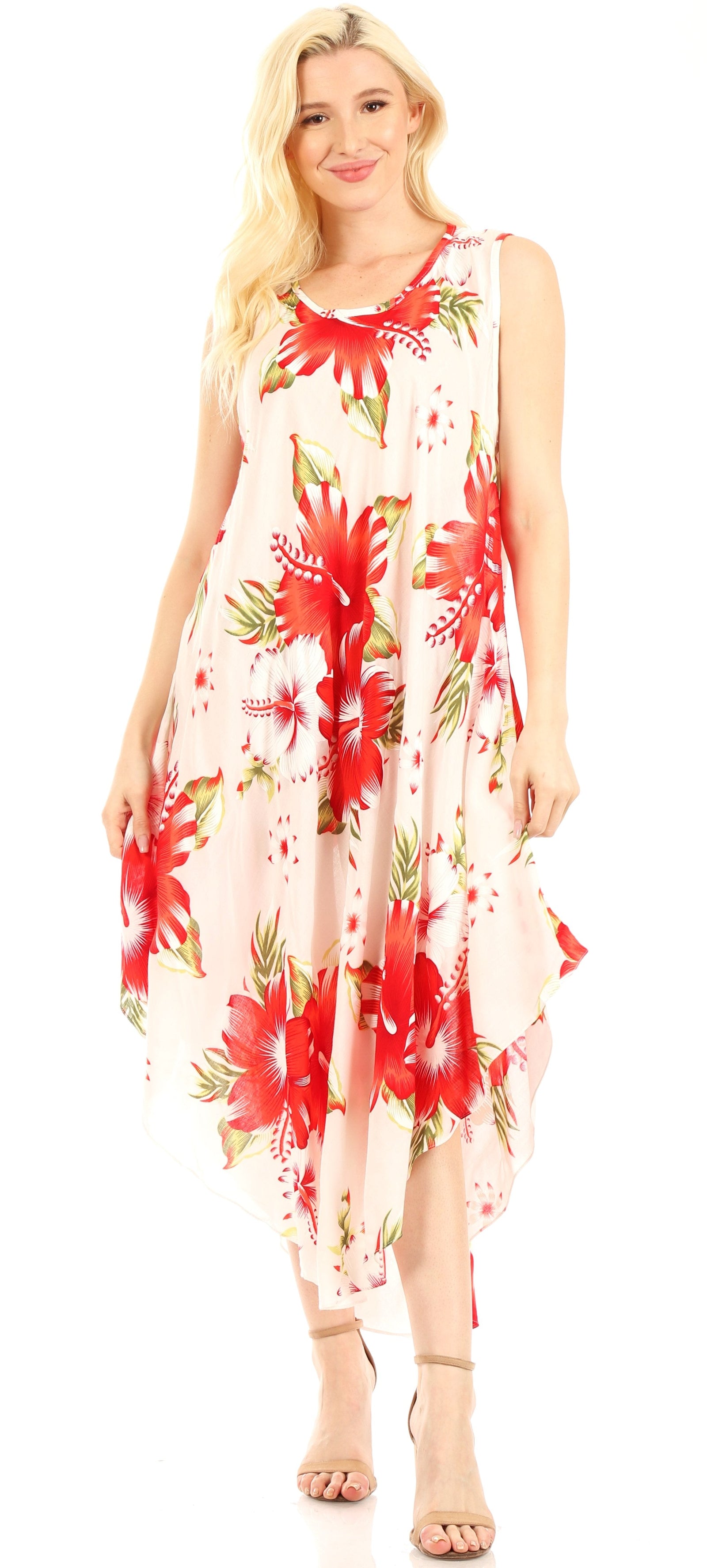 Vestido informal de verano para mujer, holgado, sin mangas, con estampado floral, de Sakkas Aba