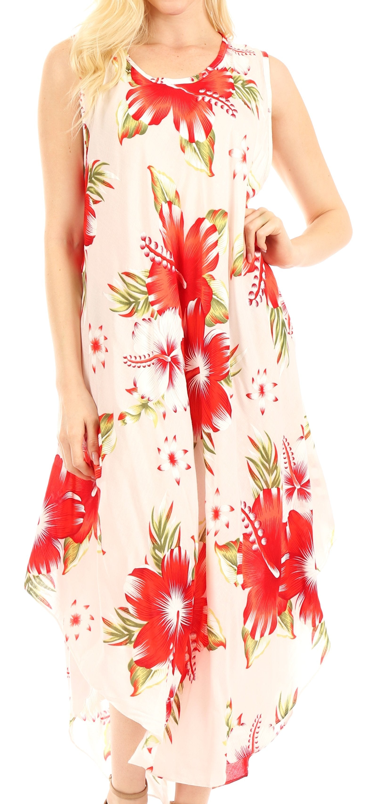 Vestido informal de verano para mujer, holgado, sin mangas, con estampado floral, de Sakkas Aba