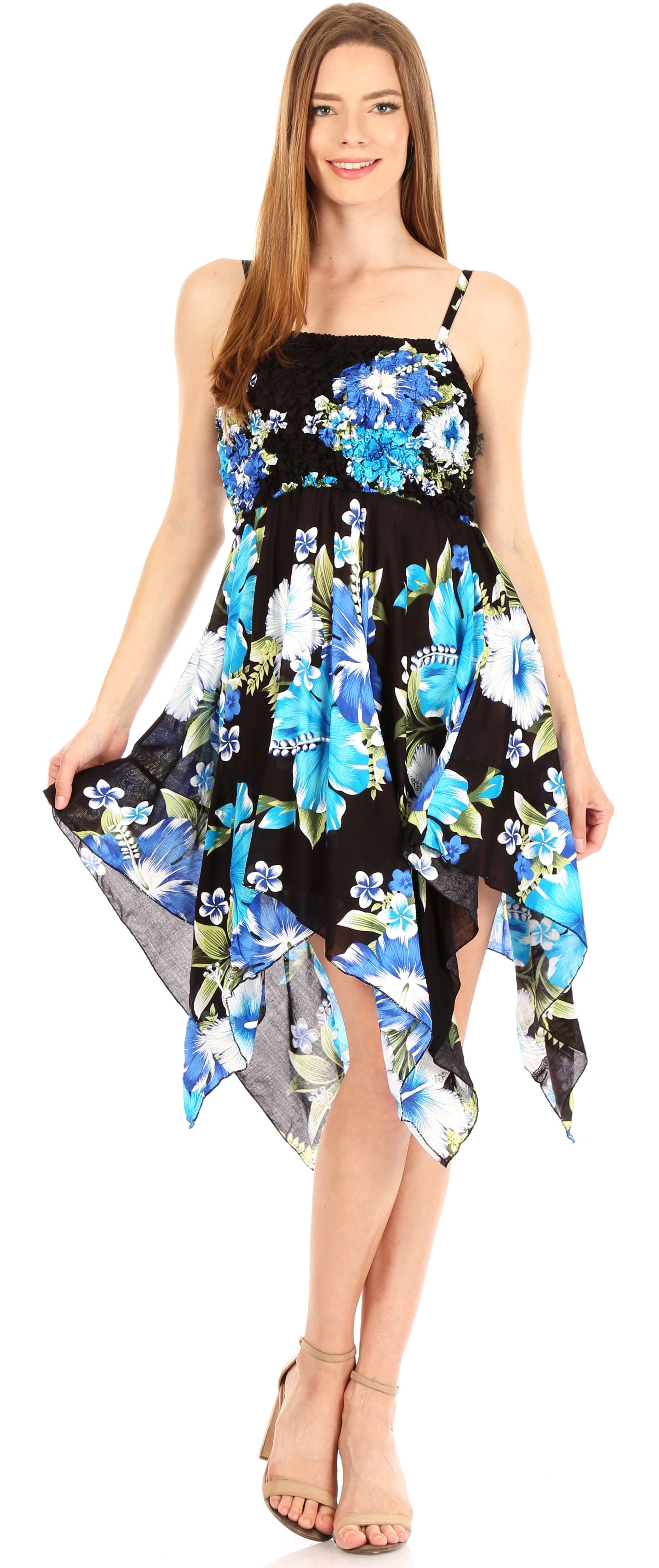 Vestido corto informal de verano con tirantes finos y estampado floral de Sakkas Kiera para mujer