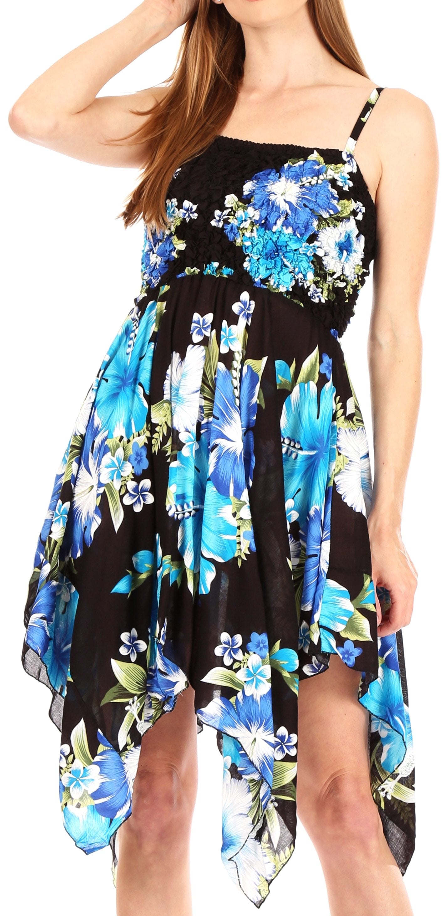 Vestido corto informal de verano con tirantes finos y estampado floral de Sakkas Kiera para mujer