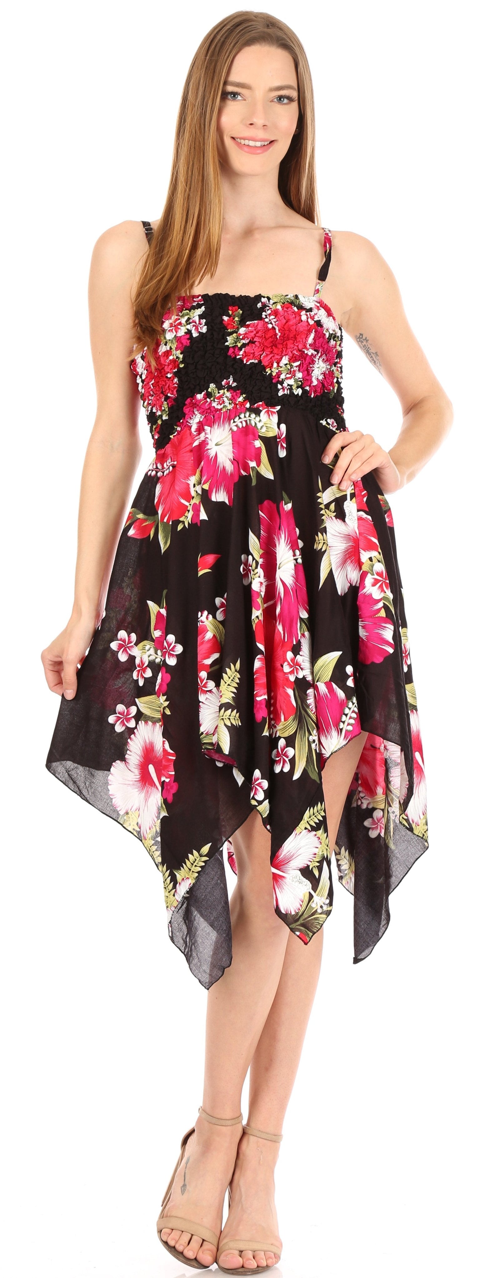 Vestido corto informal de verano con tirantes finos y estampado floral de Sakkas Kiera para mujer