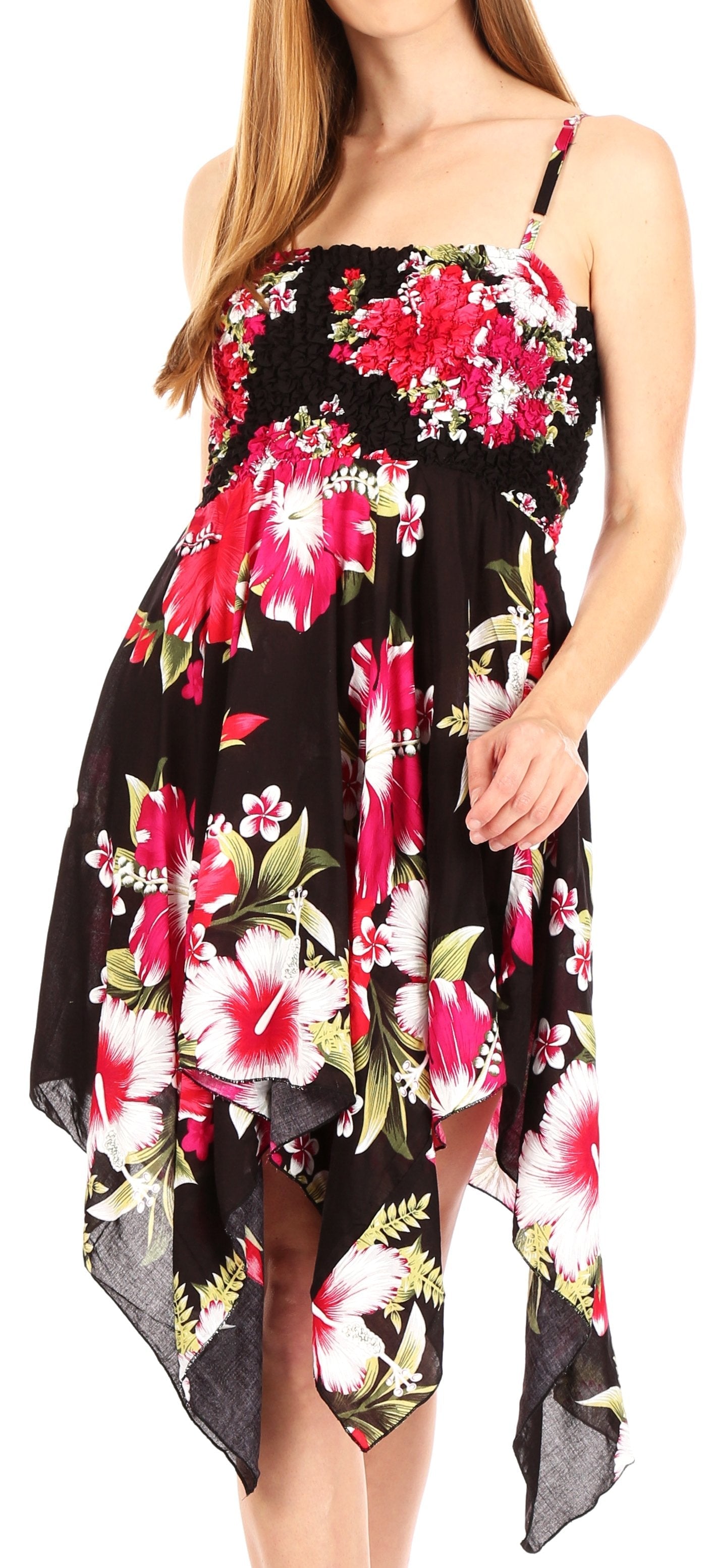 Vestido corto informal de verano con tirantes finos y estampado floral de Sakkas Kiera para mujer