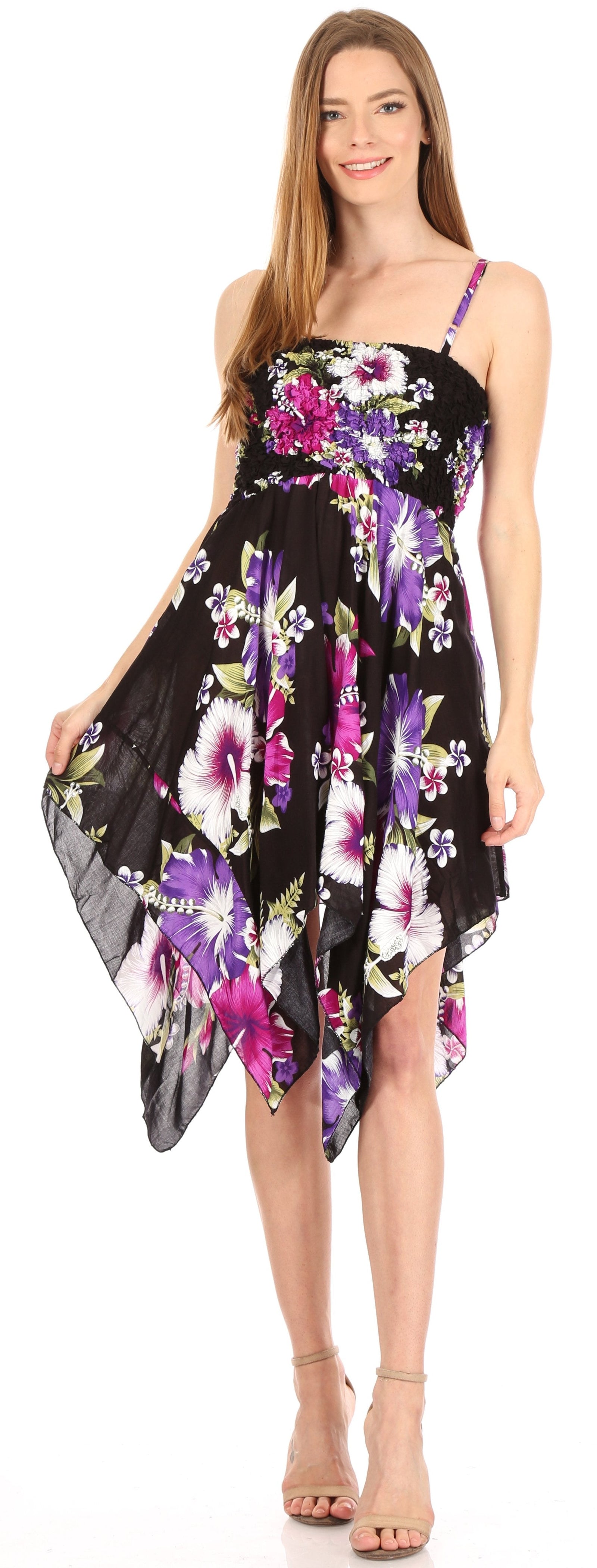 Vestido corto informal de verano con tirantes finos y estampado floral de Sakkas Kiera para mujer
