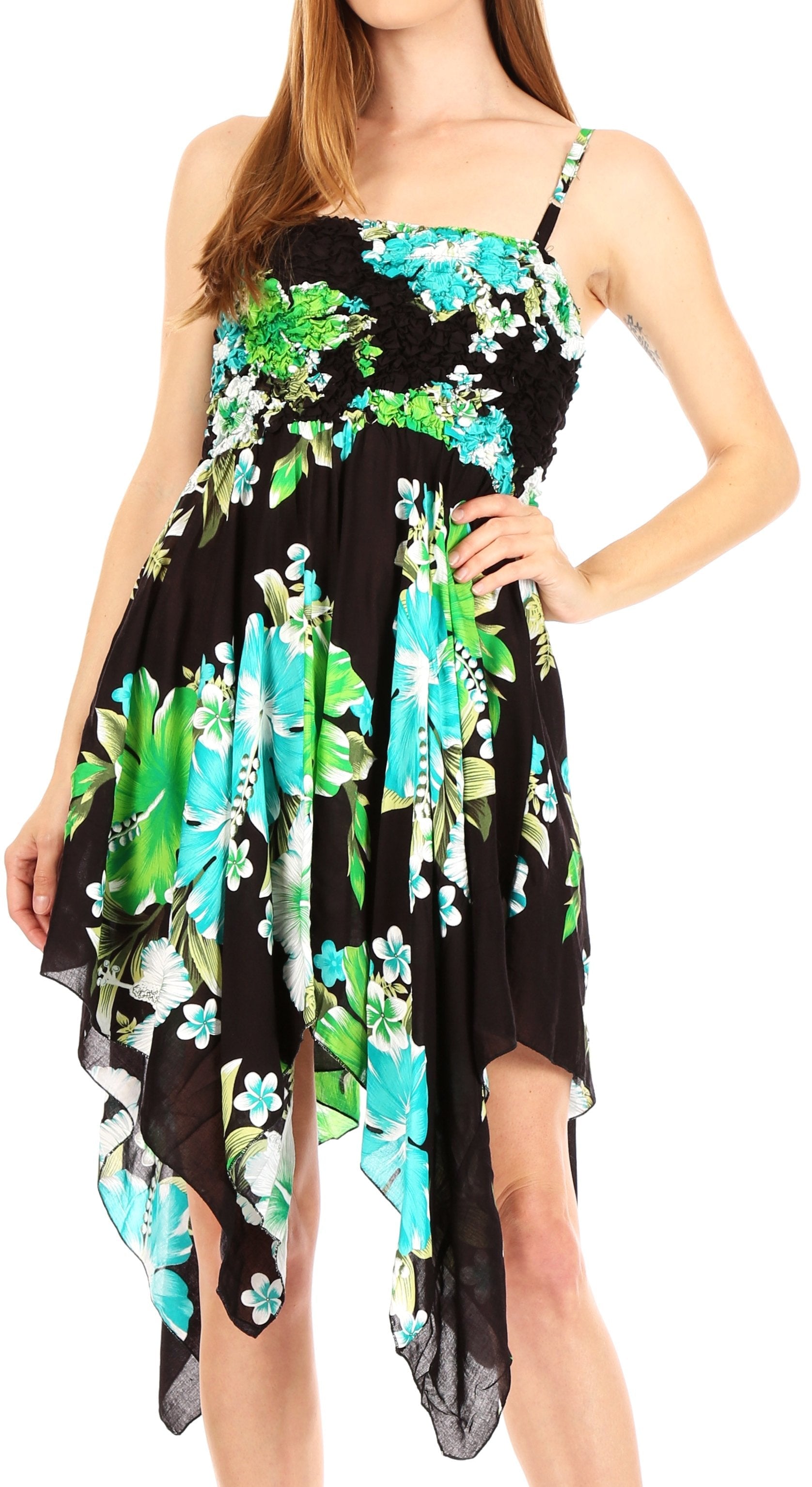 Vestido corto informal de verano con tirantes finos y estampado floral de Sakkas Kiera para mujer