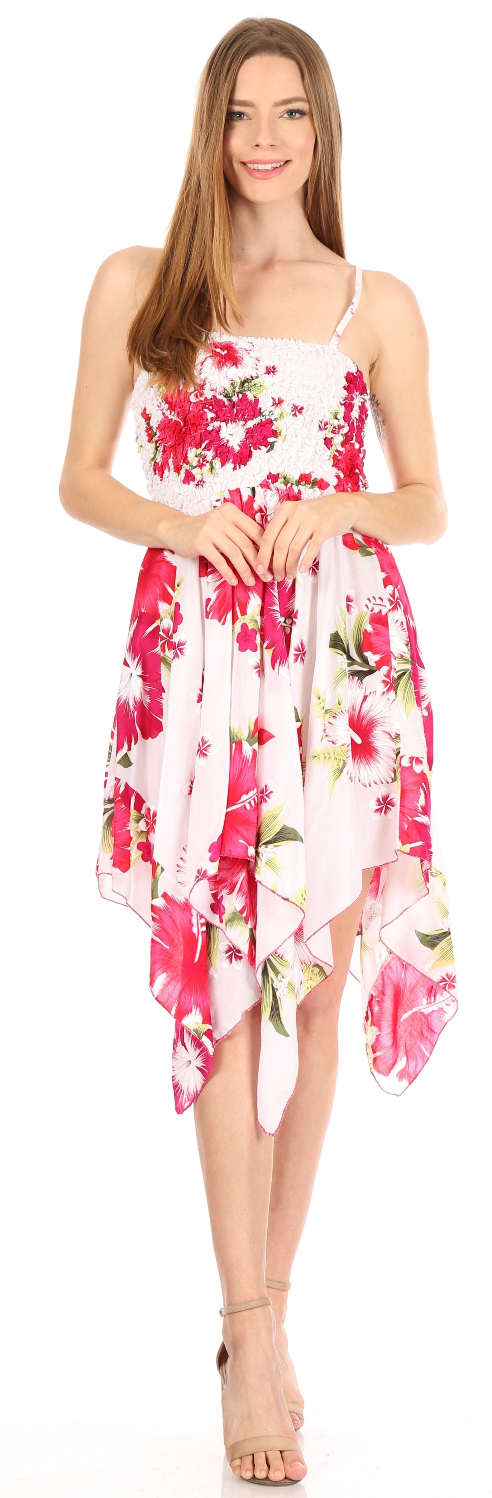 Vestido corto informal de verano con tirantes finos y estampado floral de Sakkas Kiera para mujer