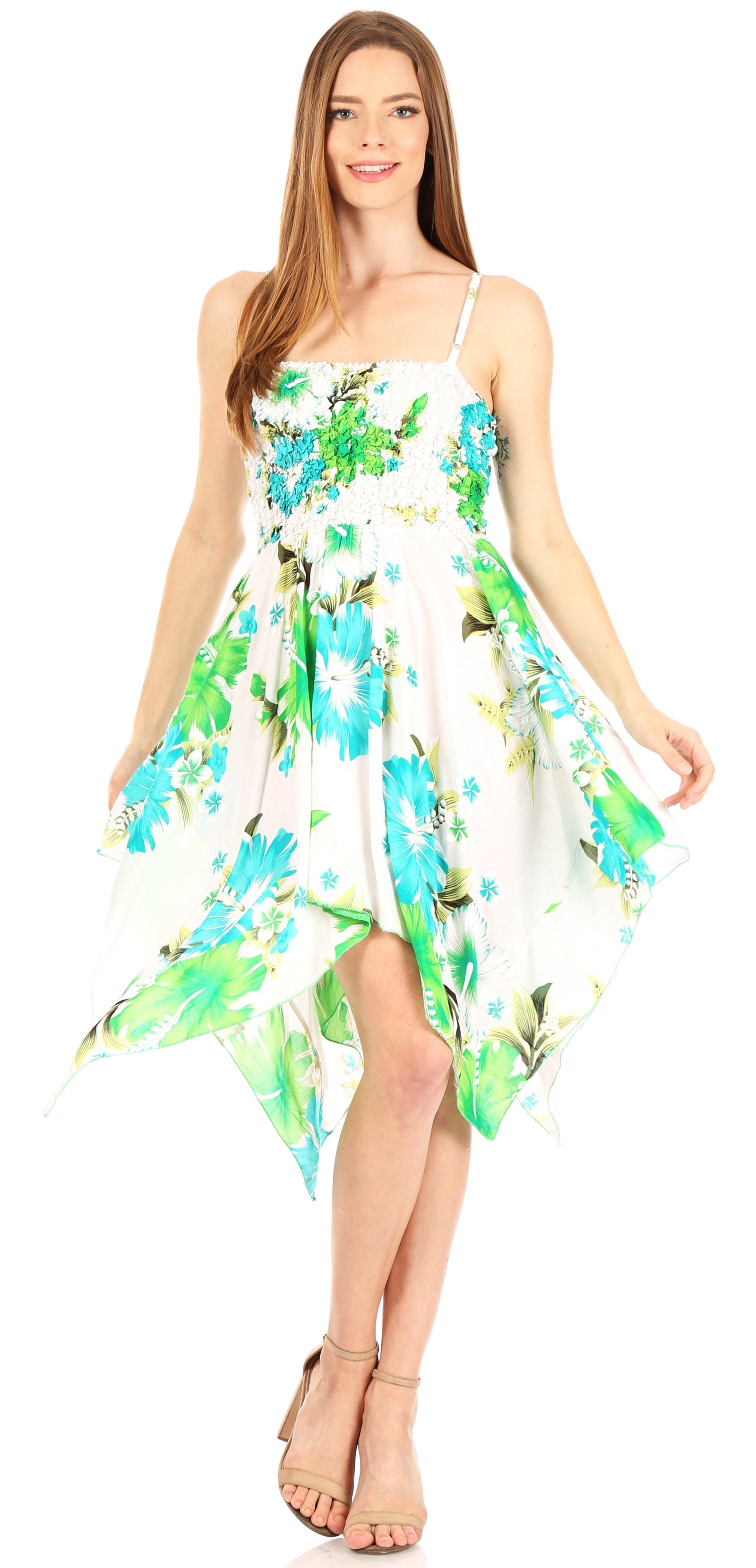 Vestido corto informal de verano con tirantes finos y estampado floral de Sakkas Kiera para mujer