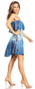 Vestido bohemio de verano para mujer con diseño fruncido elástico y sin tirantes - Sakkas Tami