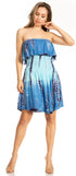 Vestido bohemio de verano para mujer con diseño fruncido elástico y sin tirantes - Sakkas Tami