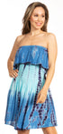 Vestido bohemio de verano para mujer con diseño fruncido elástico y sin tirantes - Sakkas Tami