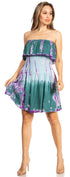 Vestido bohemio de verano para mujer con diseño fruncido elástico y sin tirantes - Sakkas Tami