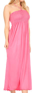 Sakkas Soft Jersey Feel Solid Color Smocked Bodice String Halter Long Dress