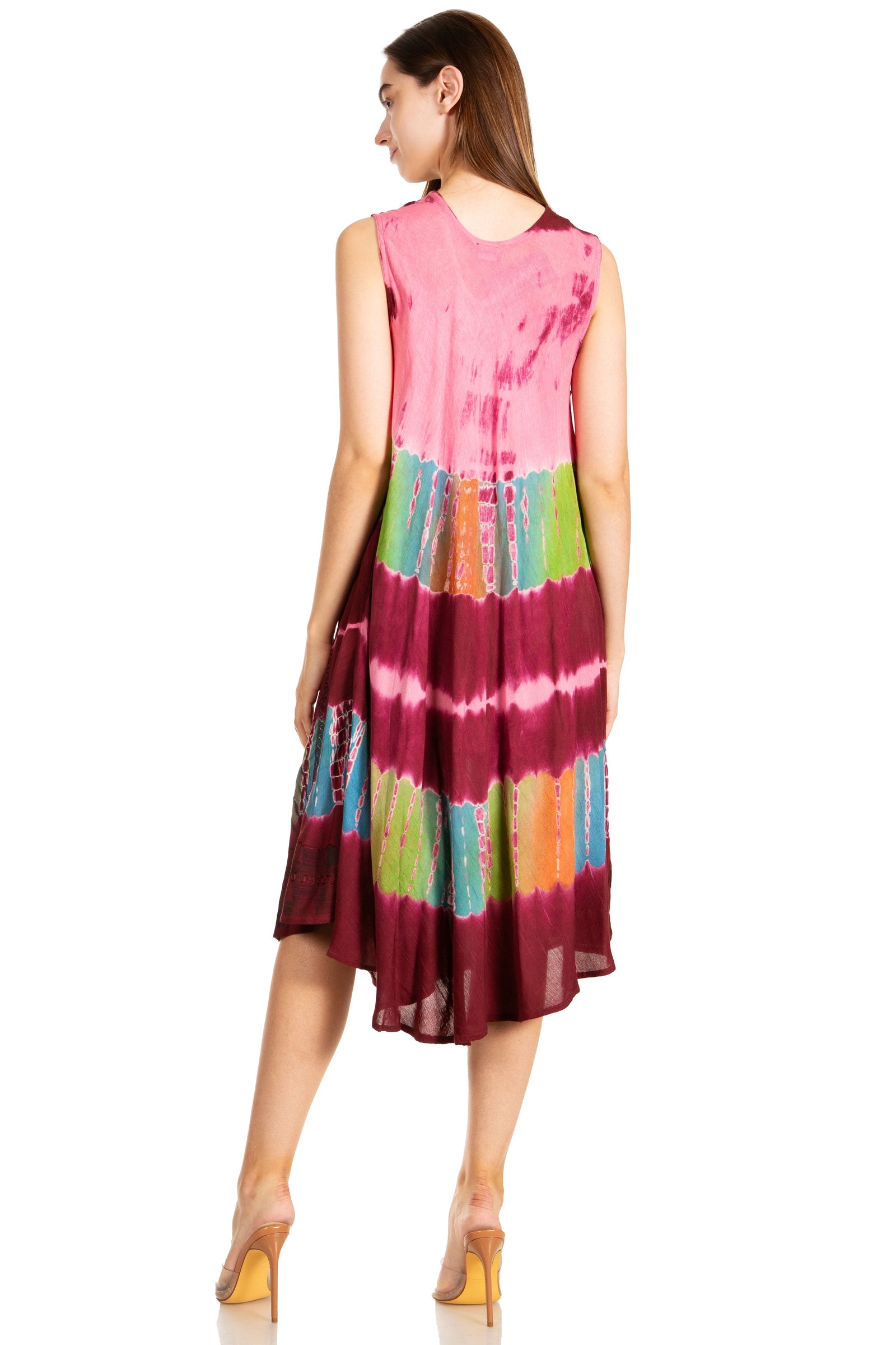 Sakkas Palm Tree Tie Dye Caftan Vestido / Cubrir
