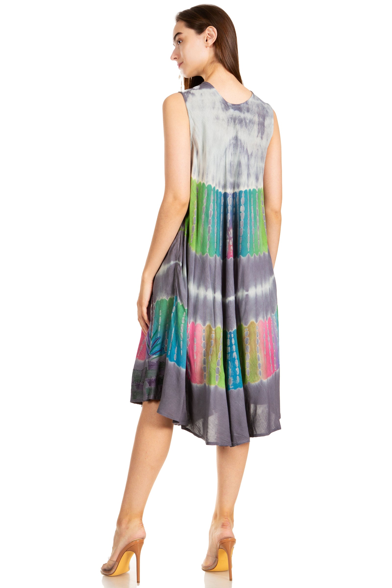 Sakkas Palm Tree Tie Dye Caftan Vestido / Cubrir