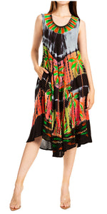 Sakkas Palm Tree Tie Dye Caftan Vestido / Cubrir