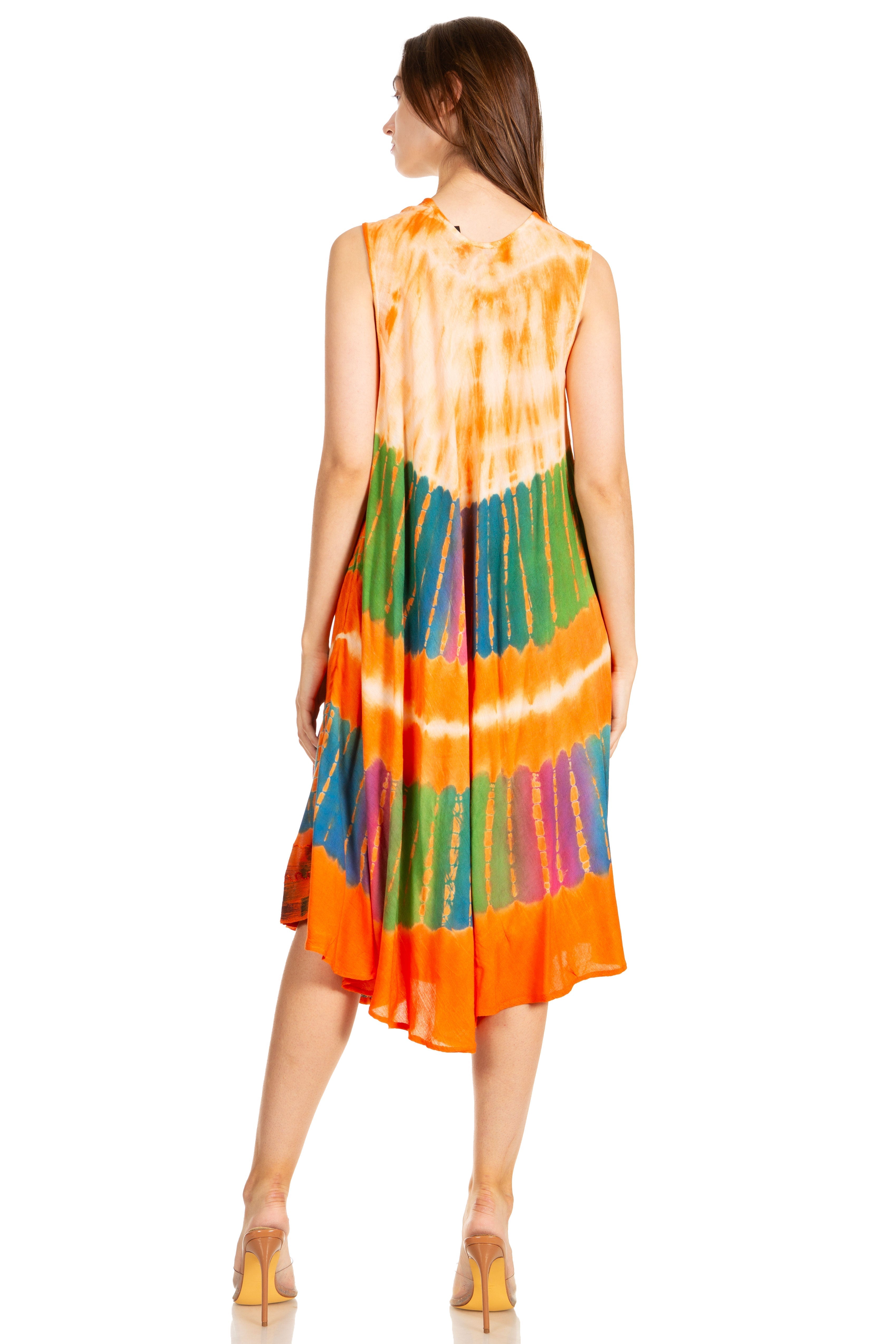 Sakkas Palm Tree Tie Dye Caftan Vestido / Cubrir