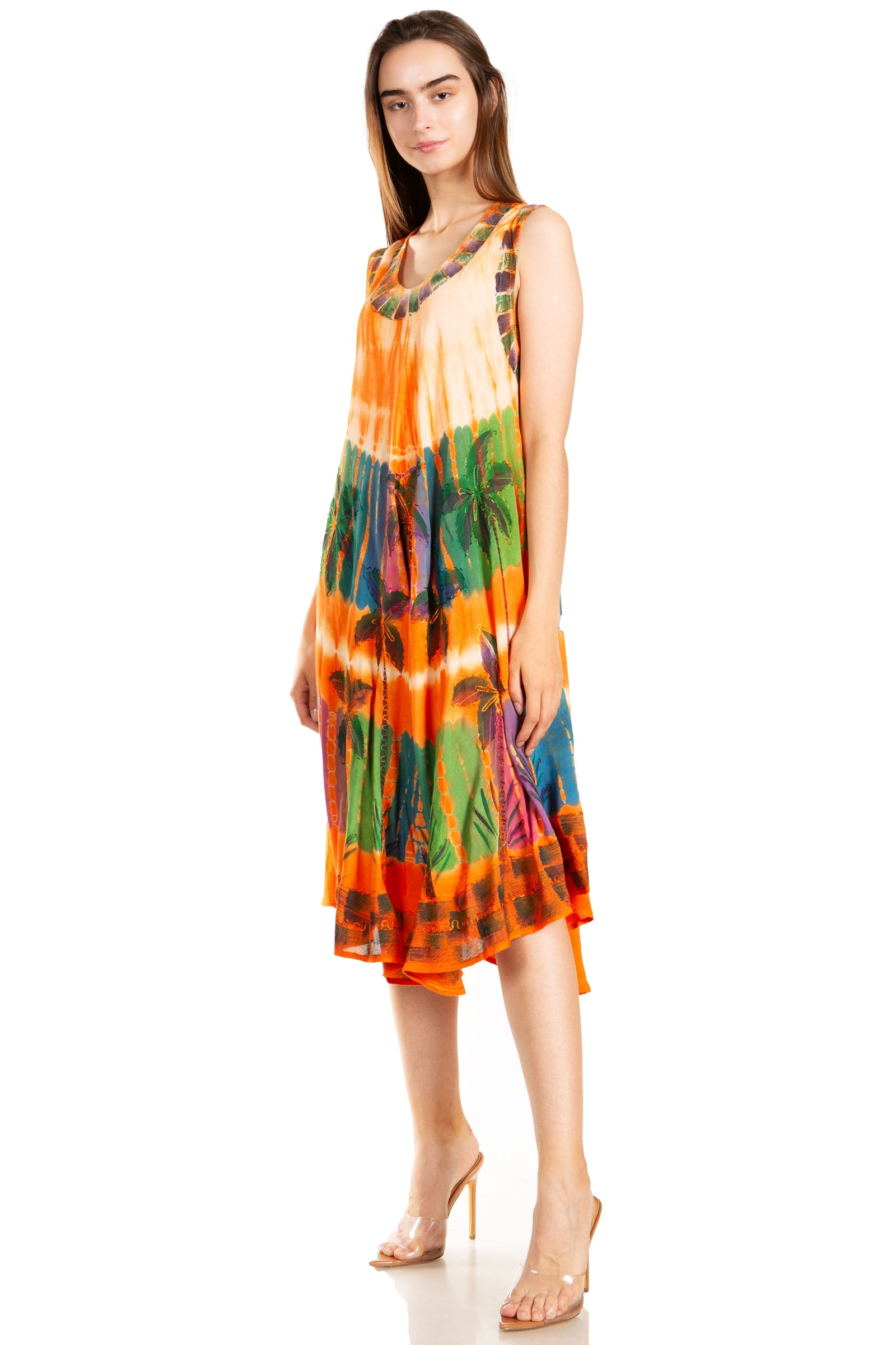 Sakkas Palm Tree Tie Dye Caftan Vestido / Cubrir