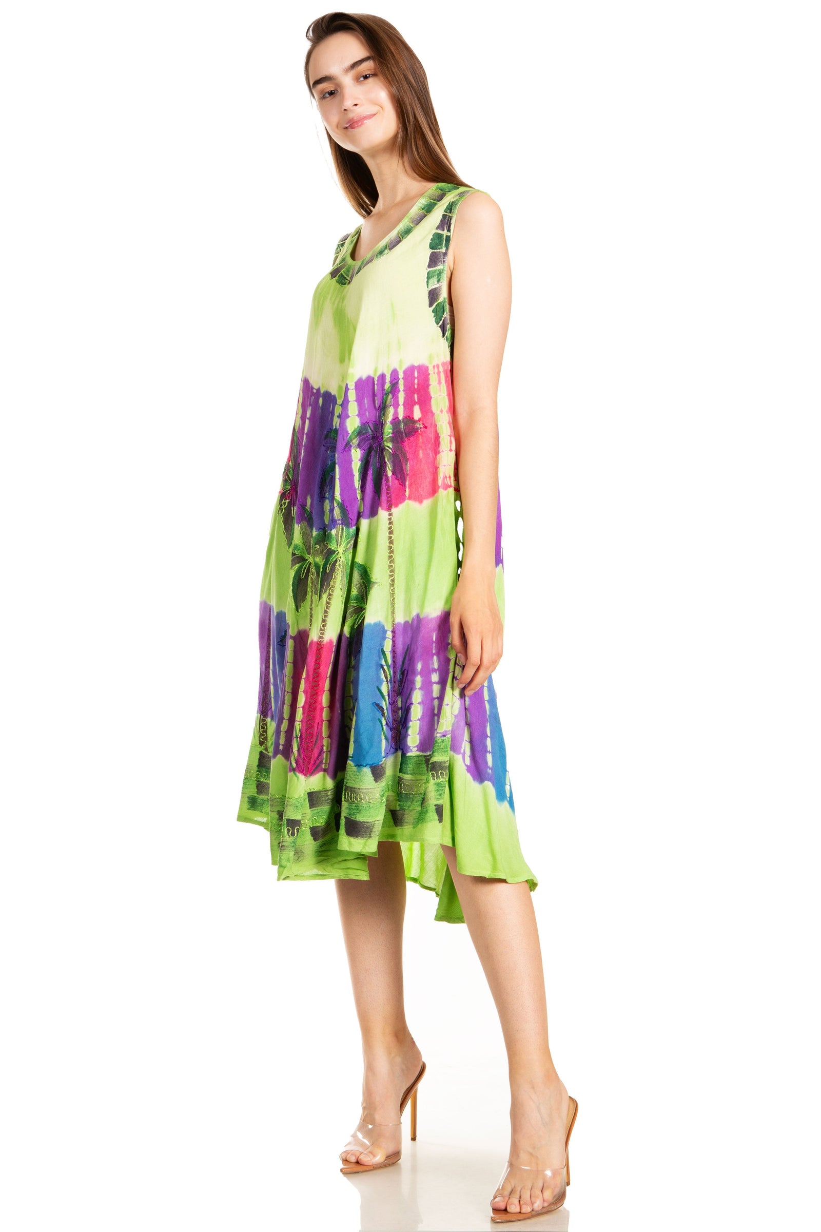 Sakkas Palm Tree Tie Dye Caftan Vestido / Cubrir