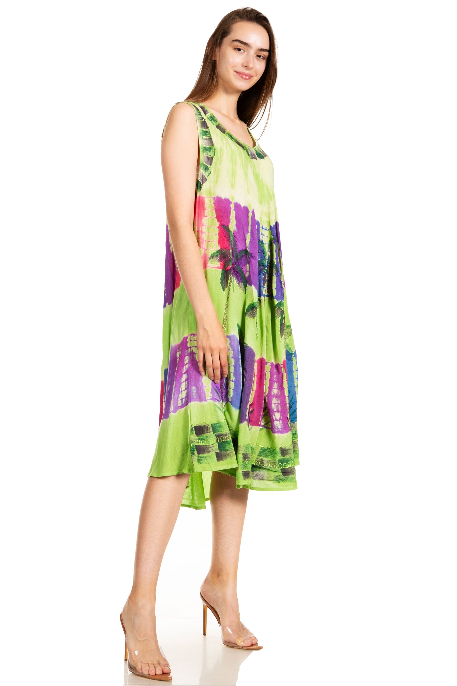Sakkas Palm Tree Tie Dye Caftan Vestido / Cubrir