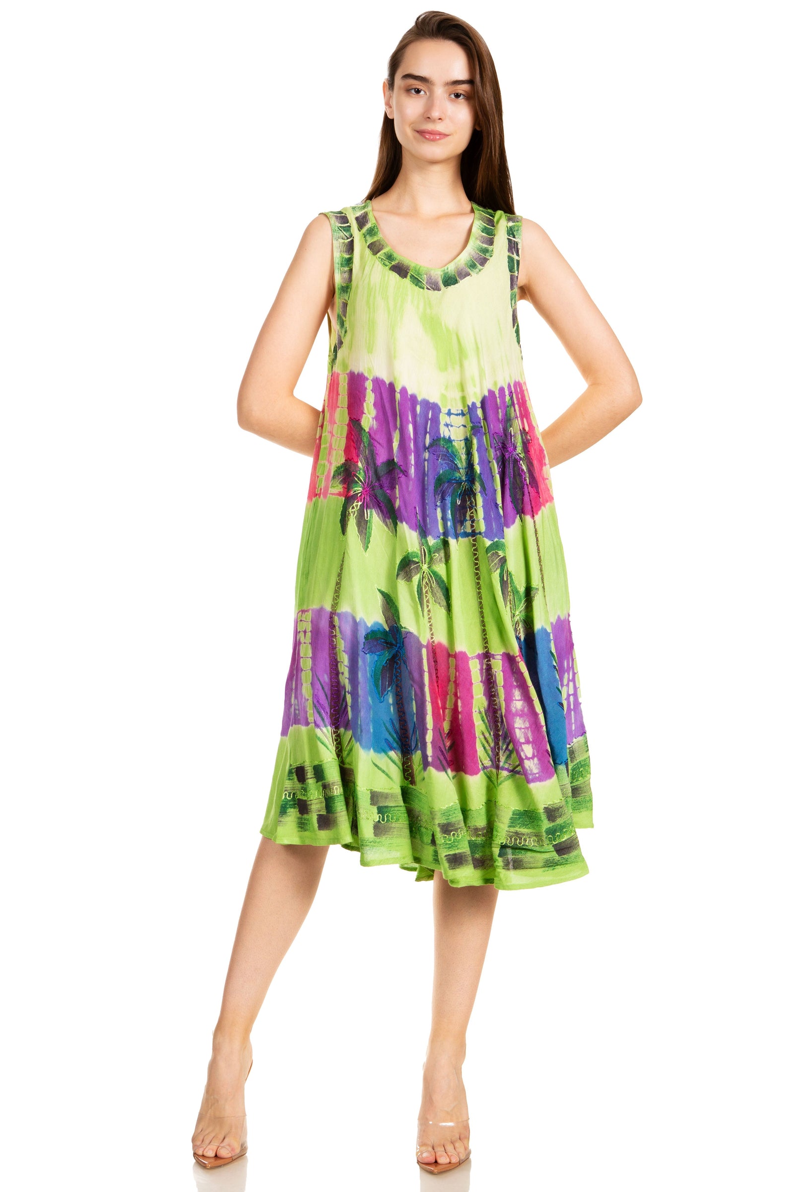 Sakkas Palm Tree Tie Dye Caftan Vestido / Cubrir