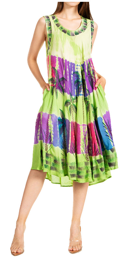 Sakkas Palm Tree Tie Dye Caftan Vestido / Cubrir