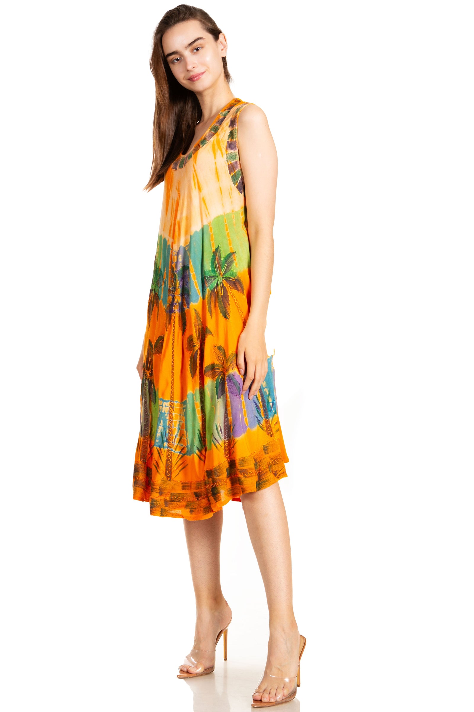 Sakkas Palm Tree Tie Dye Caftan Vestido / Cubrir