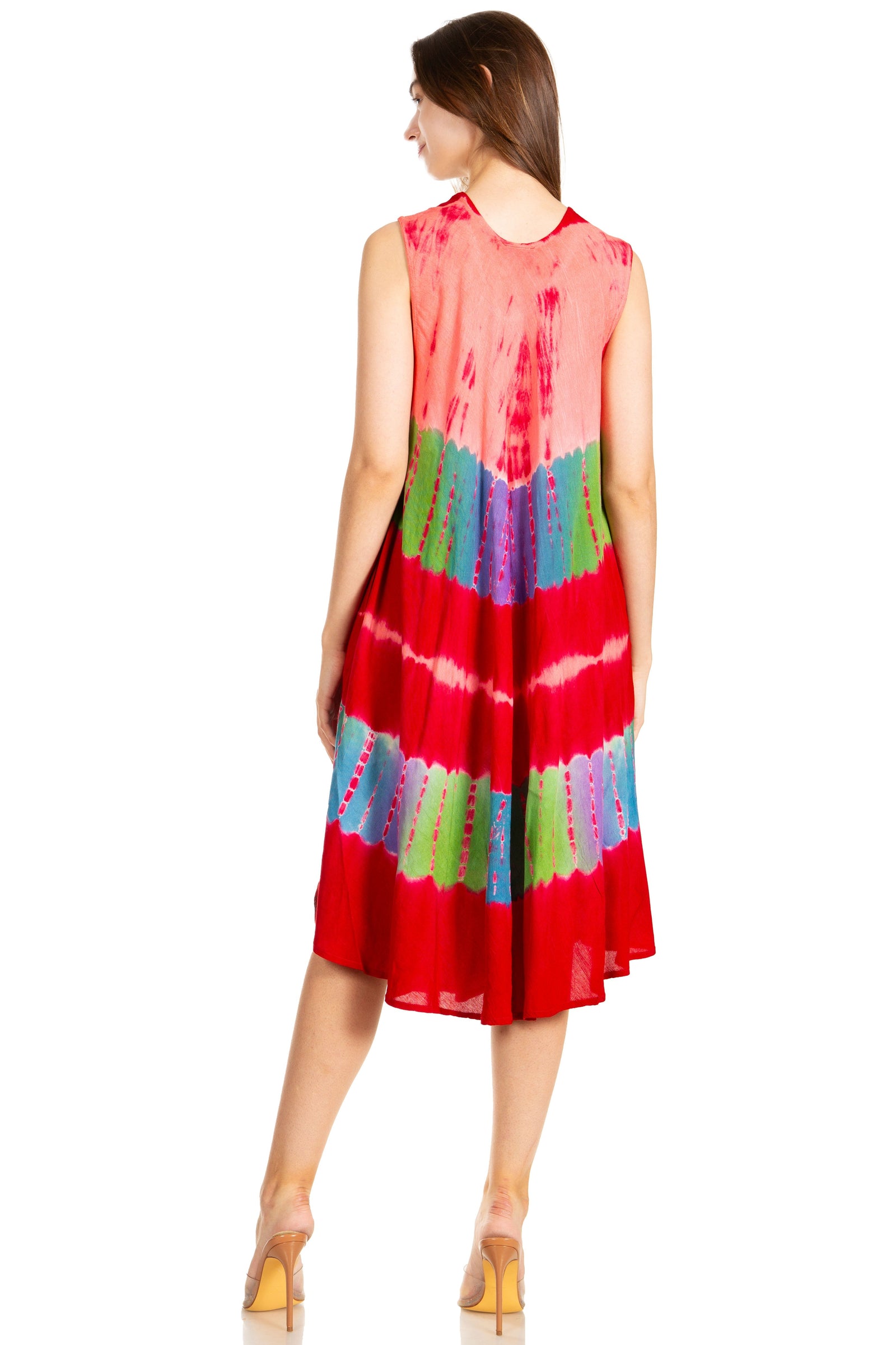 Sakkas Palm Tree Tie Dye Caftan Vestido / Cubrir