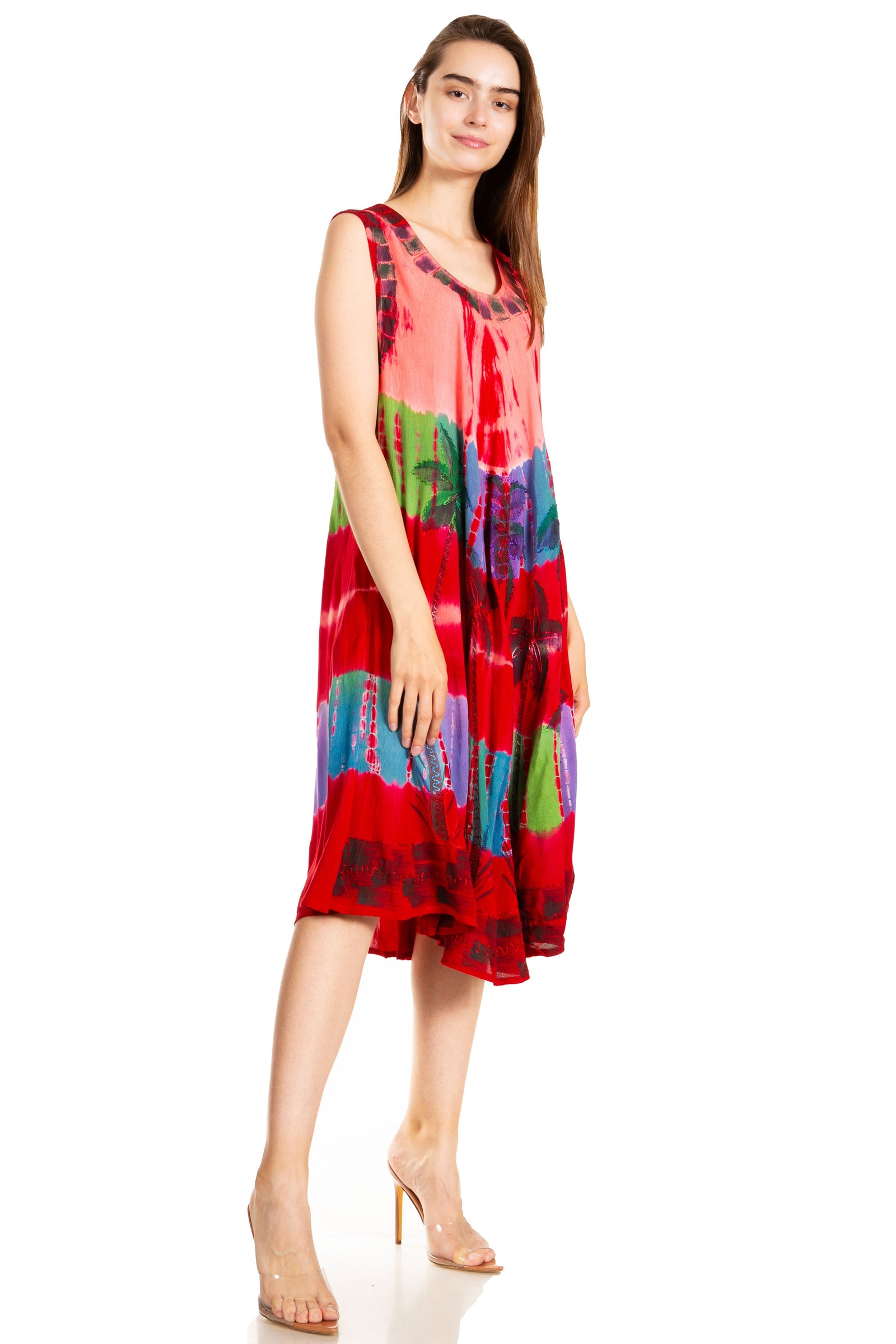 Sakkas Palm Tree Tie Dye Caftan Vestido / Cubrir