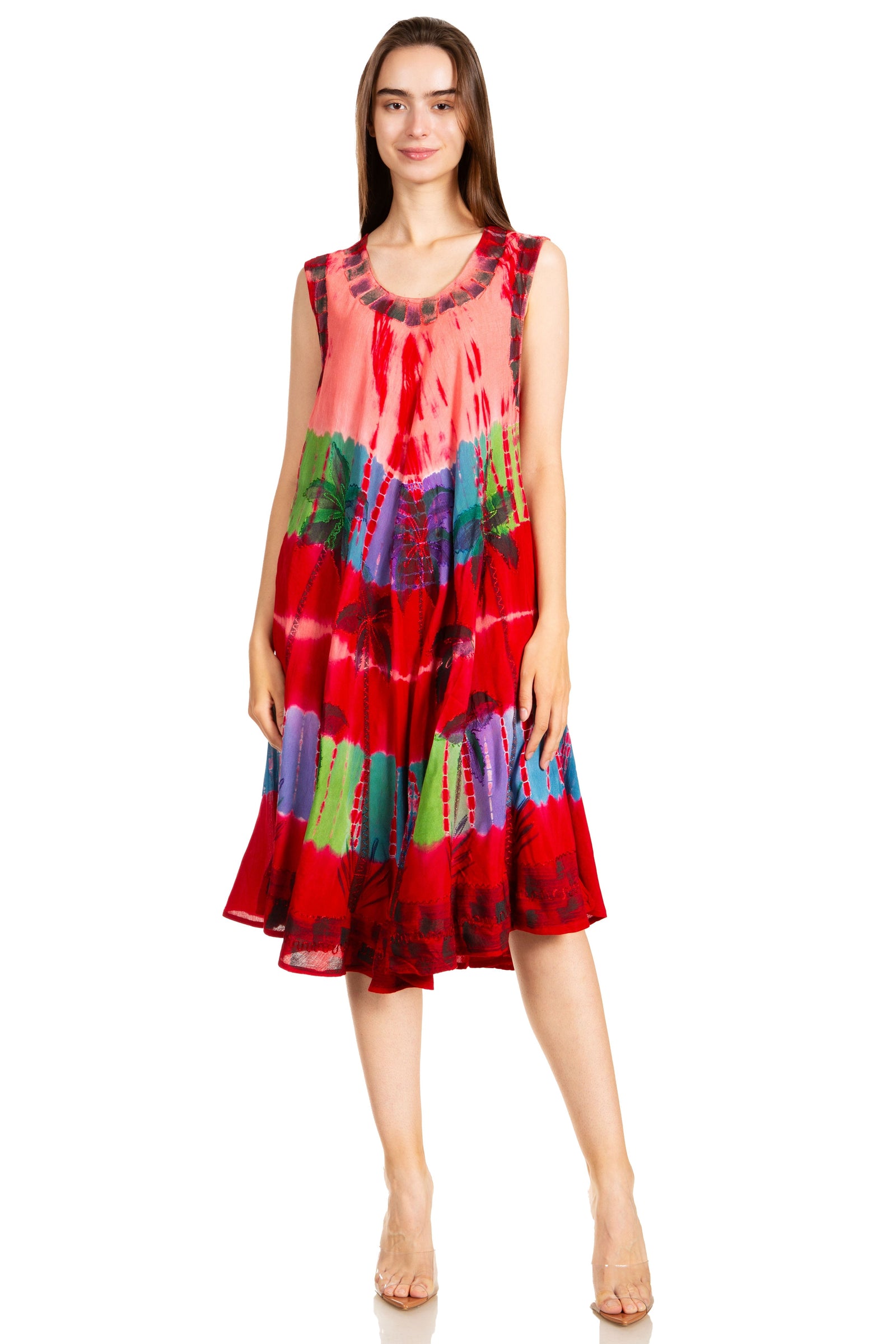 Sakkas Palm Tree Tie Dye Caftan Vestido / Cubrir