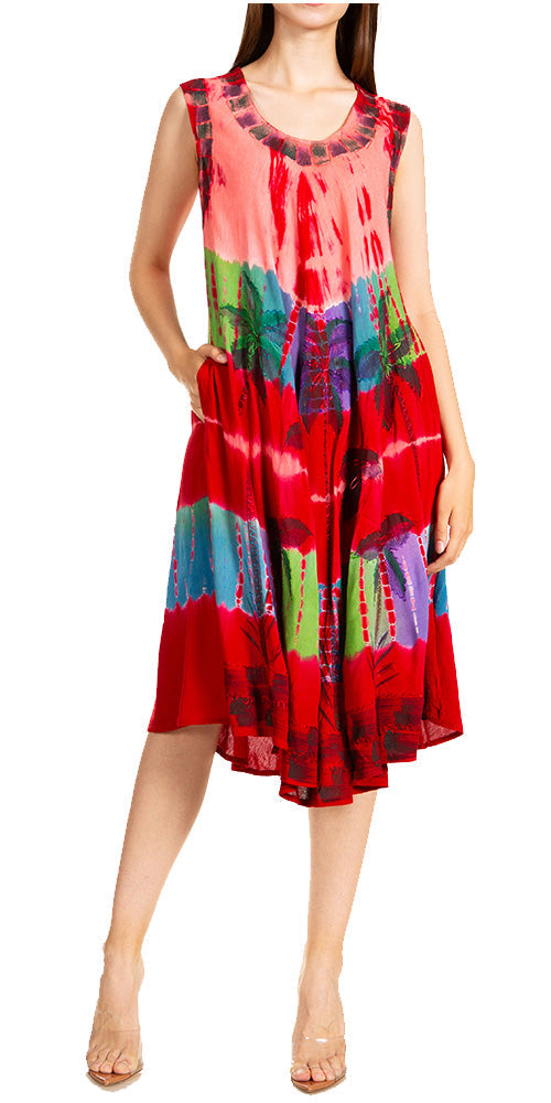 Sakkas Palm Tree Tie Dye Caftan Vestido / Cubrir