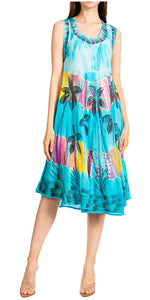 Sakkas Palm Tree Tie Dye Caftan Vestido / Cubrir