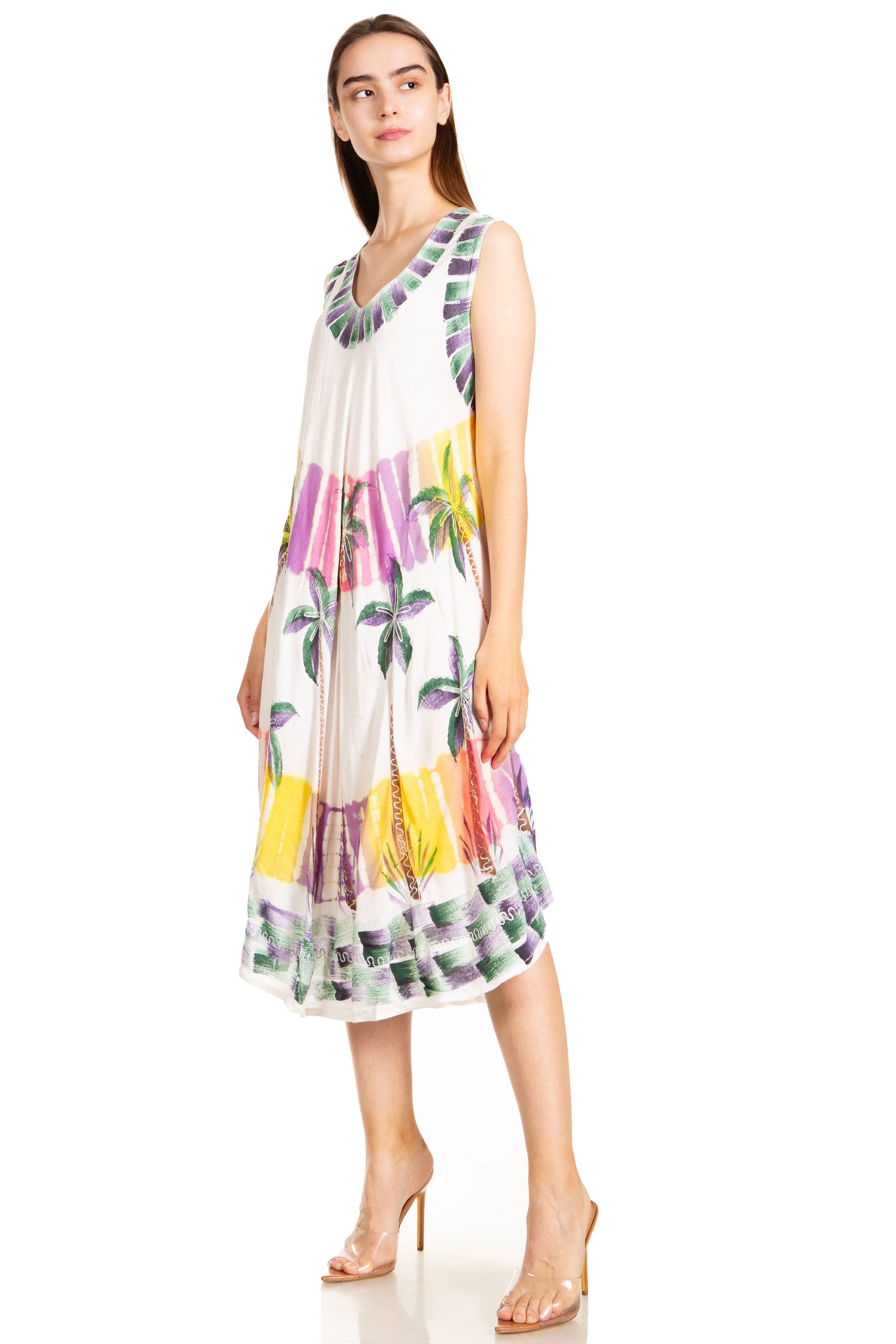 Sakkas Palm Tree Tie Dye Caftan Vestido / Cubrir