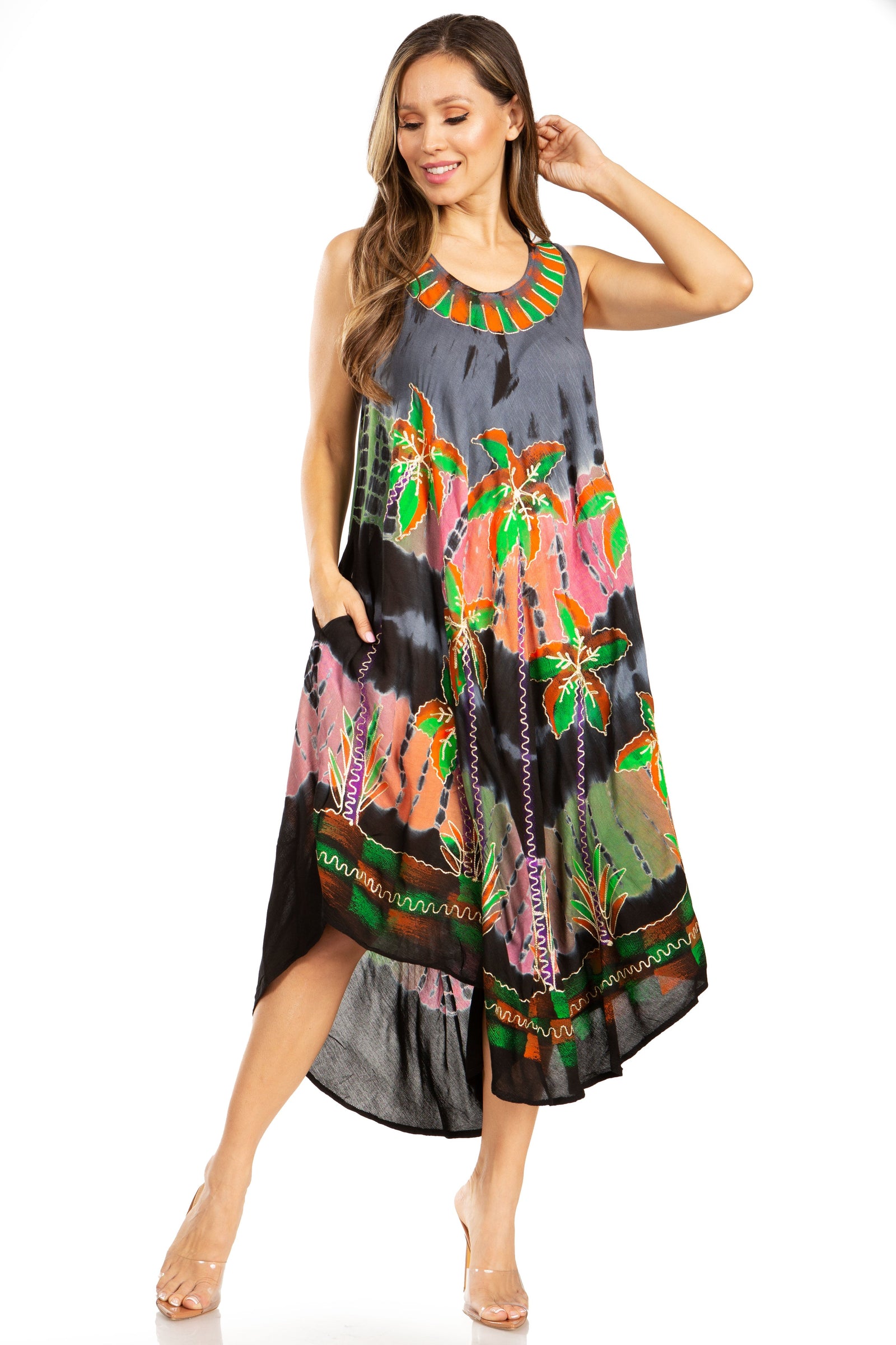 Sakkas Tasanee Caftan Vestido sin mangas / Encubrimiento
