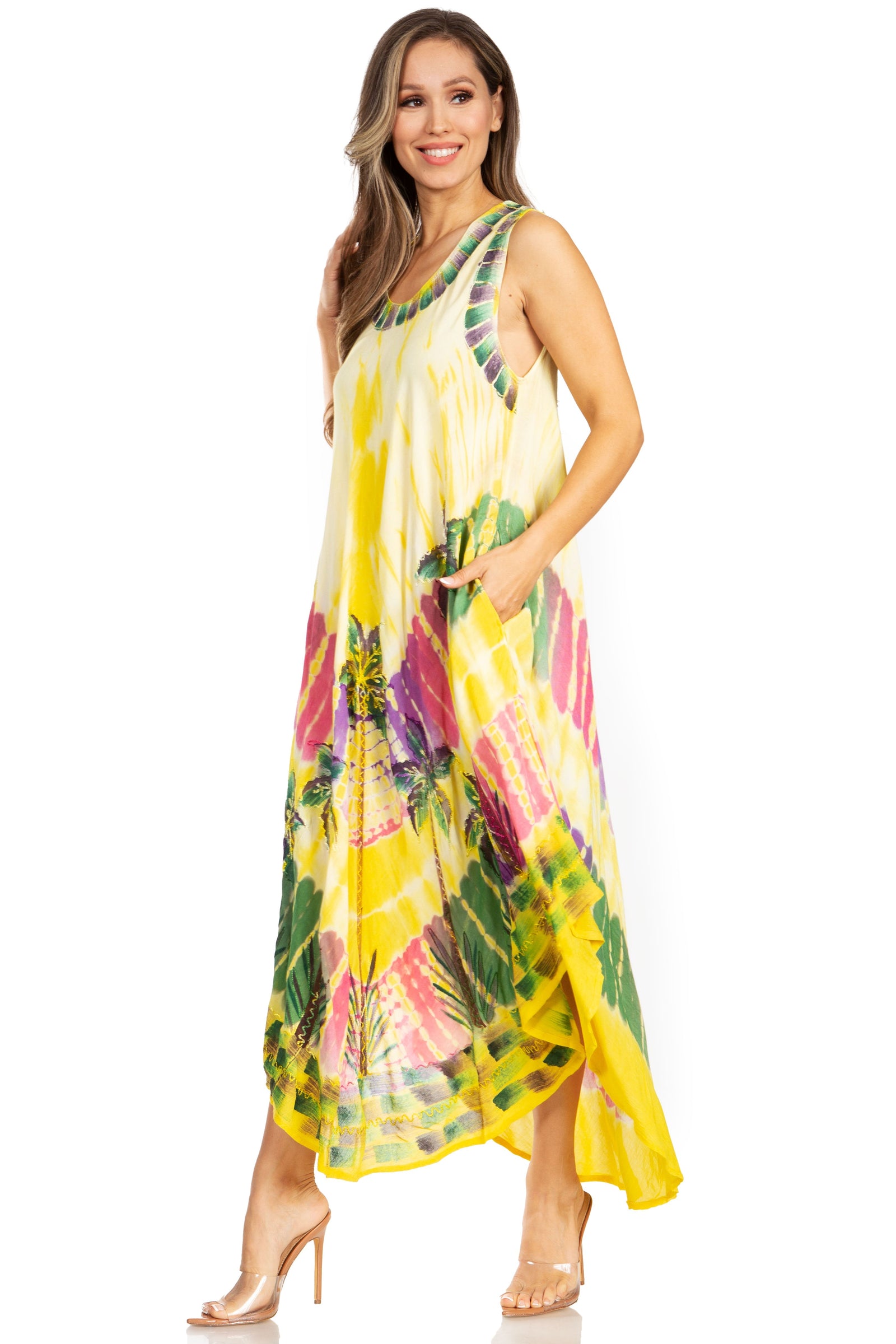 Sakkas Tasanee Caftan Vestido sin mangas / Encubrimiento