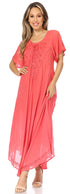 Sakkas Lilia Embroidered Lace Up Bodice Relaxed Fit  Maxi Sun Dress