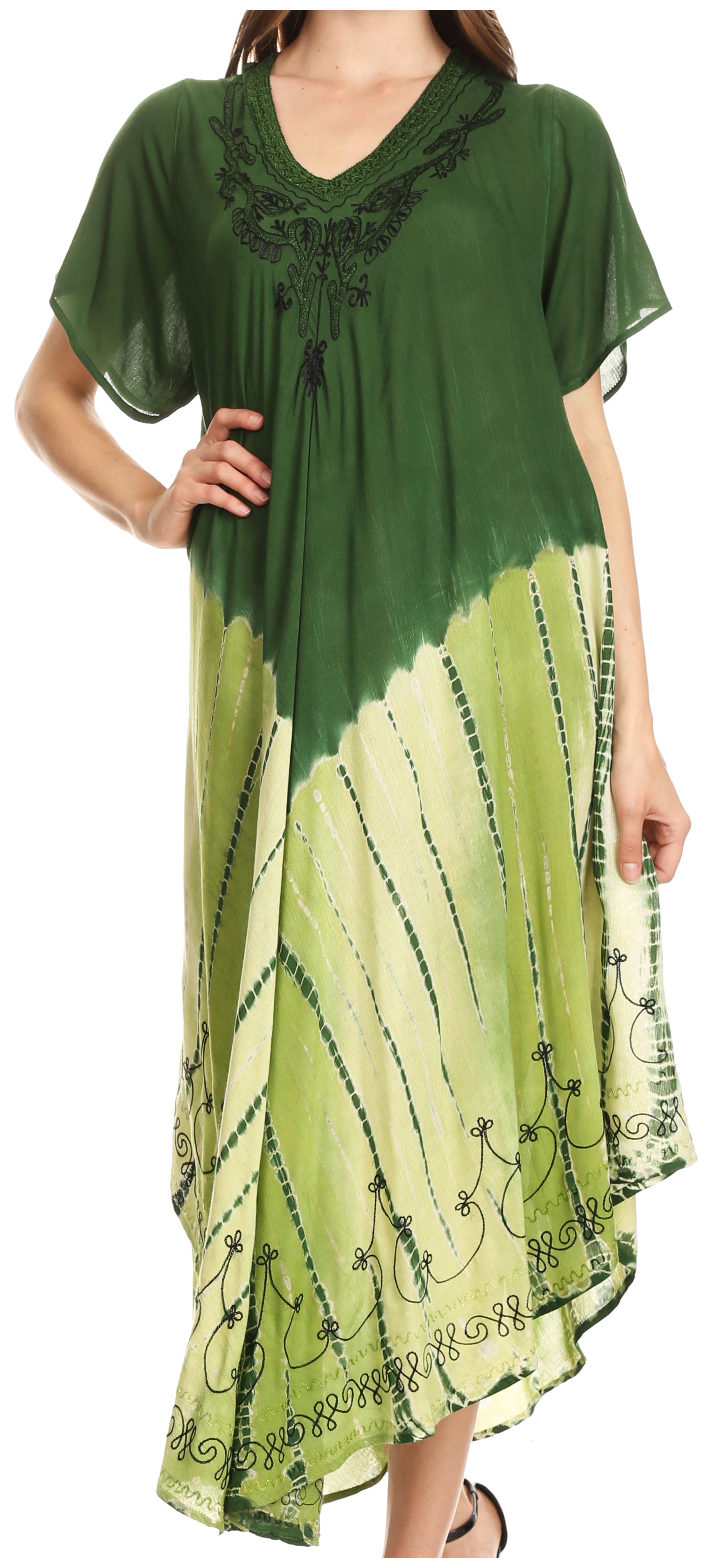 Vestido caftán bordado Viveka de Sakkas