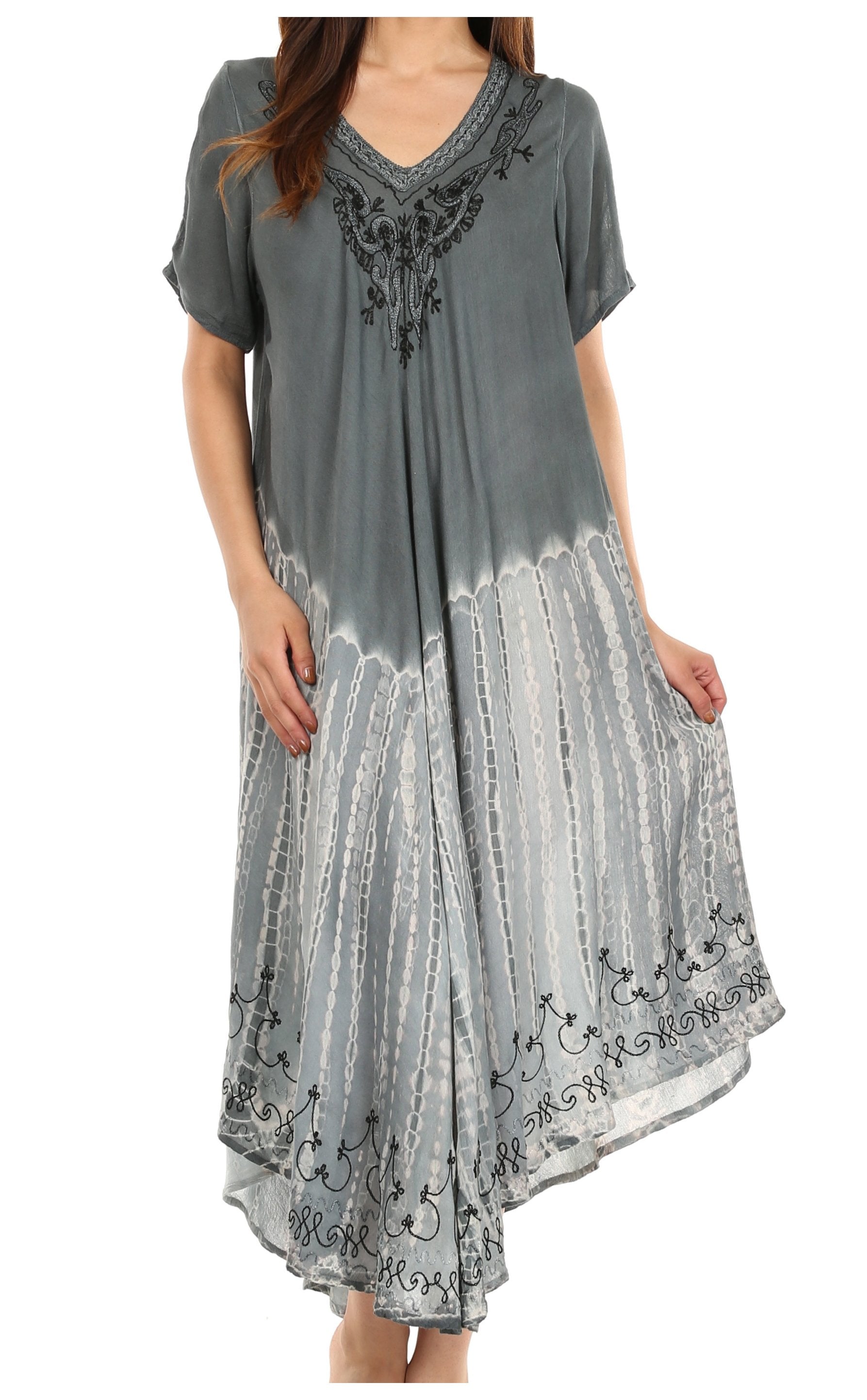 Vestido caftán bordado Viveka de Sakkas