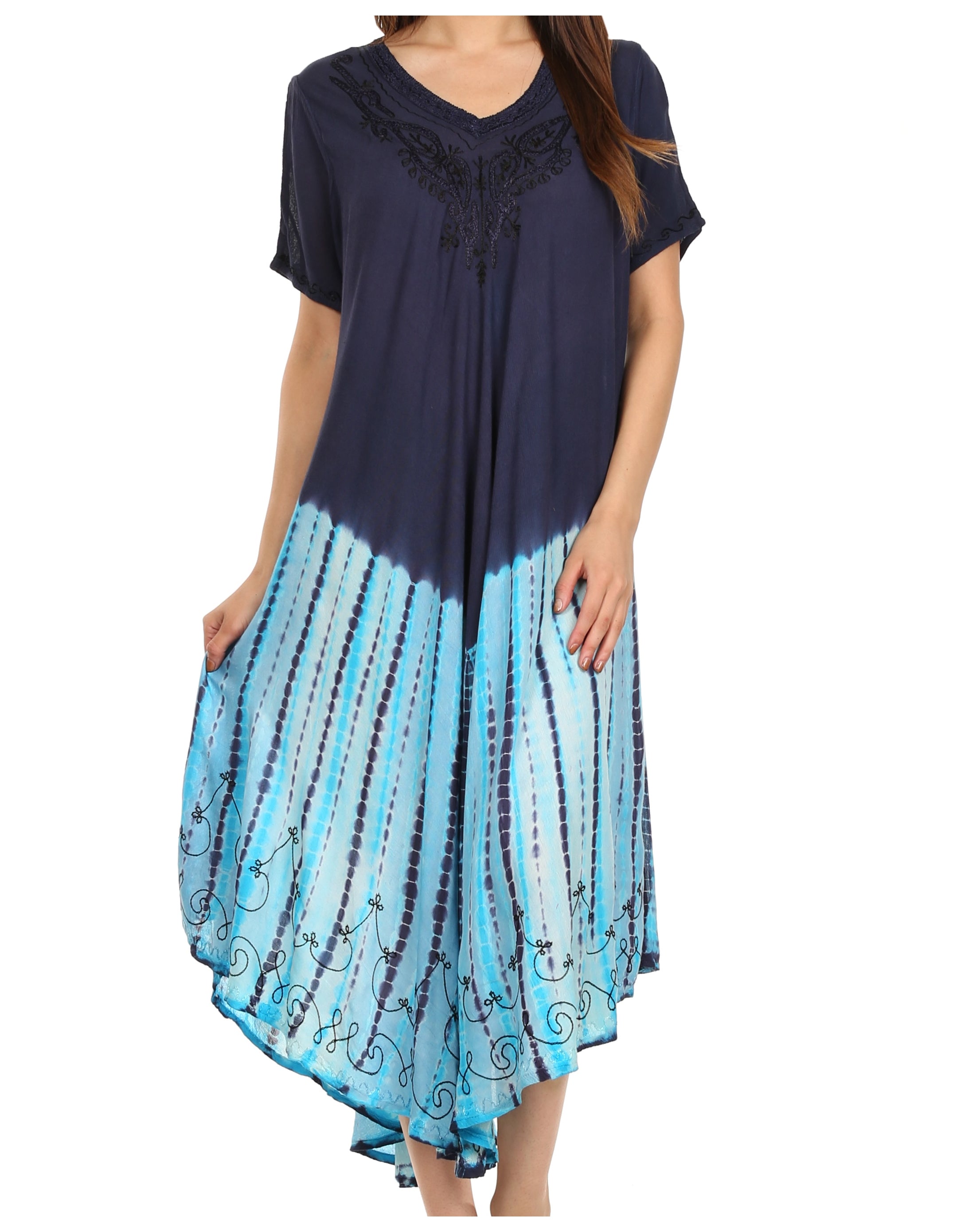 Vestido caftán bordado Viveka de Sakkas